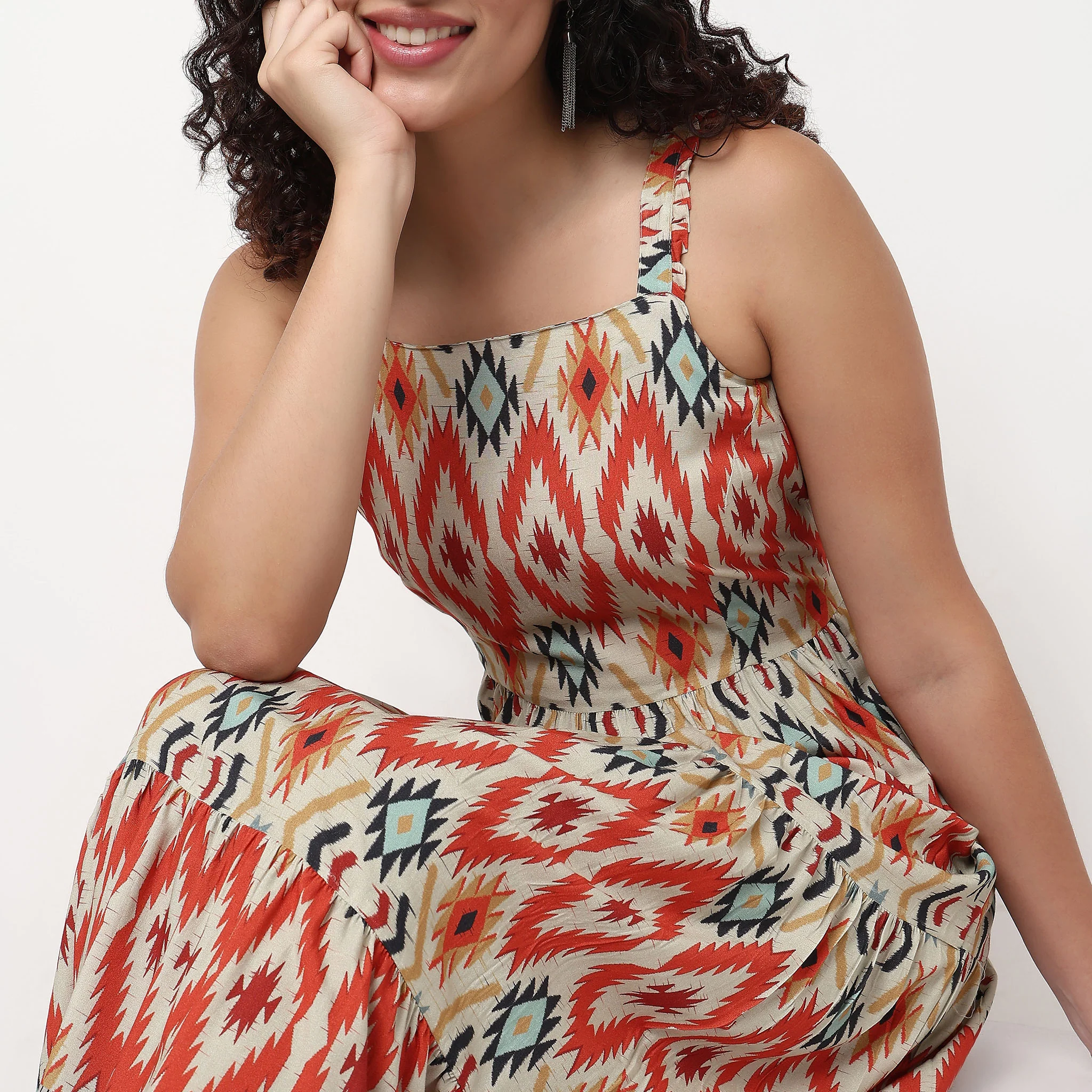Strappy Tiered Printed Dress - Image 4