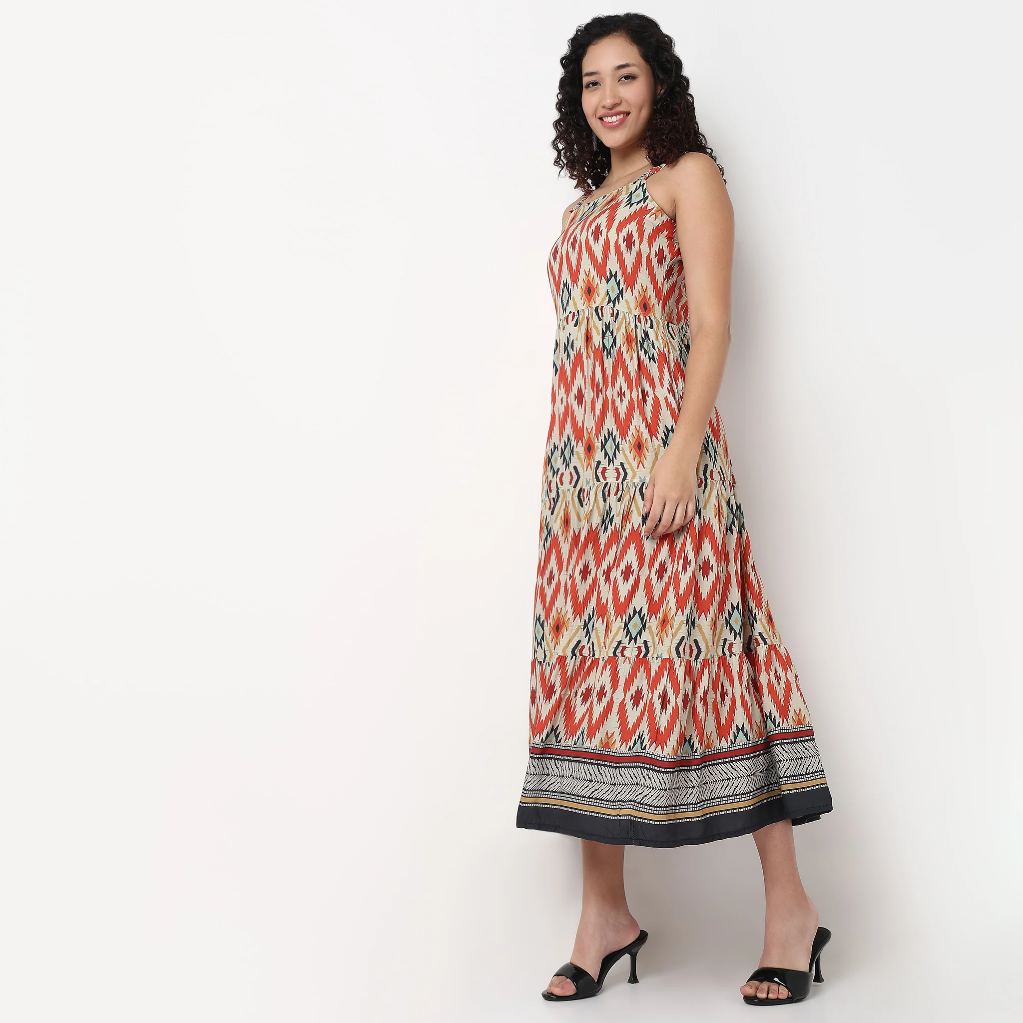 Strappy Tiered Printed Dress - Image 5