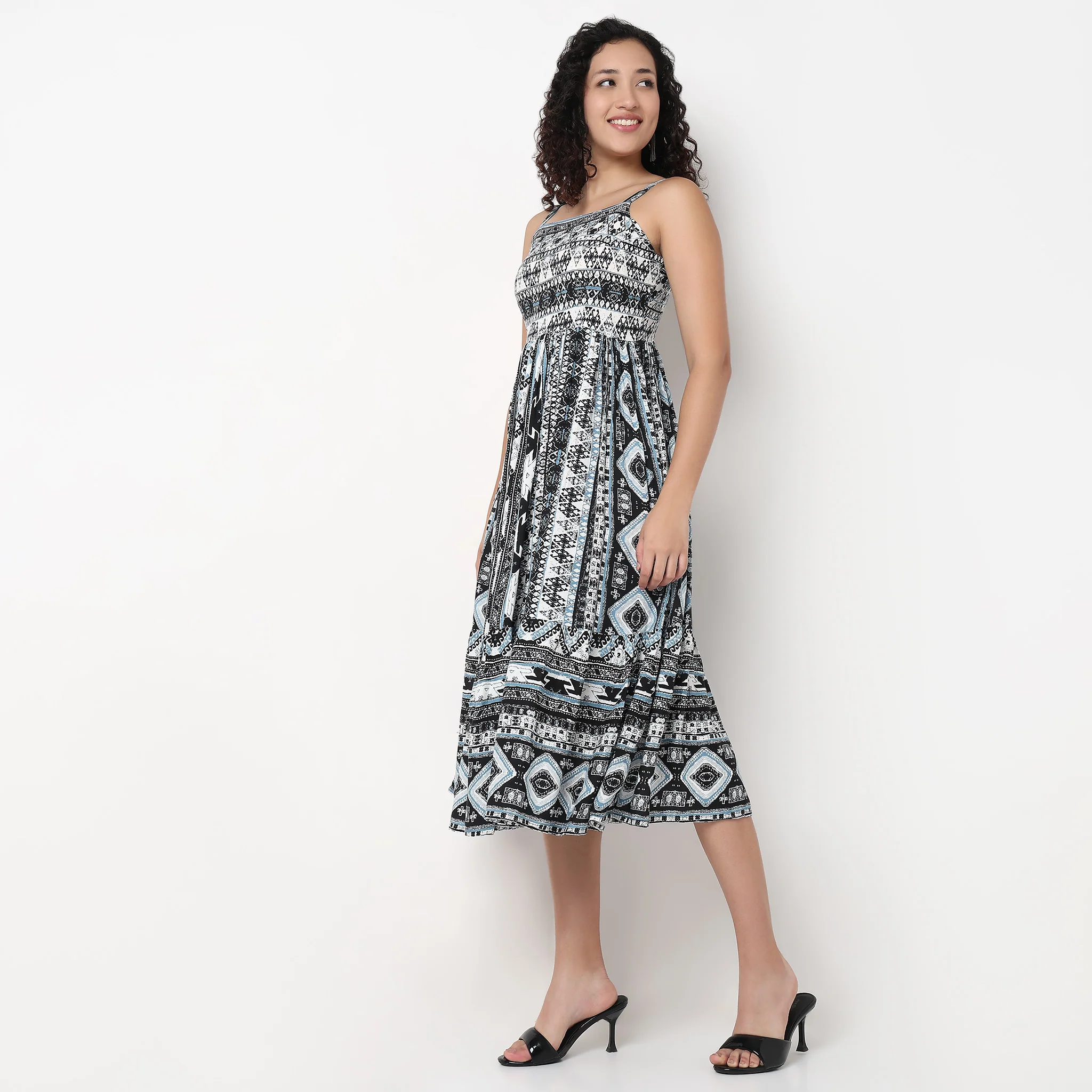 Strappy Tiered Printed Dress - Image 5