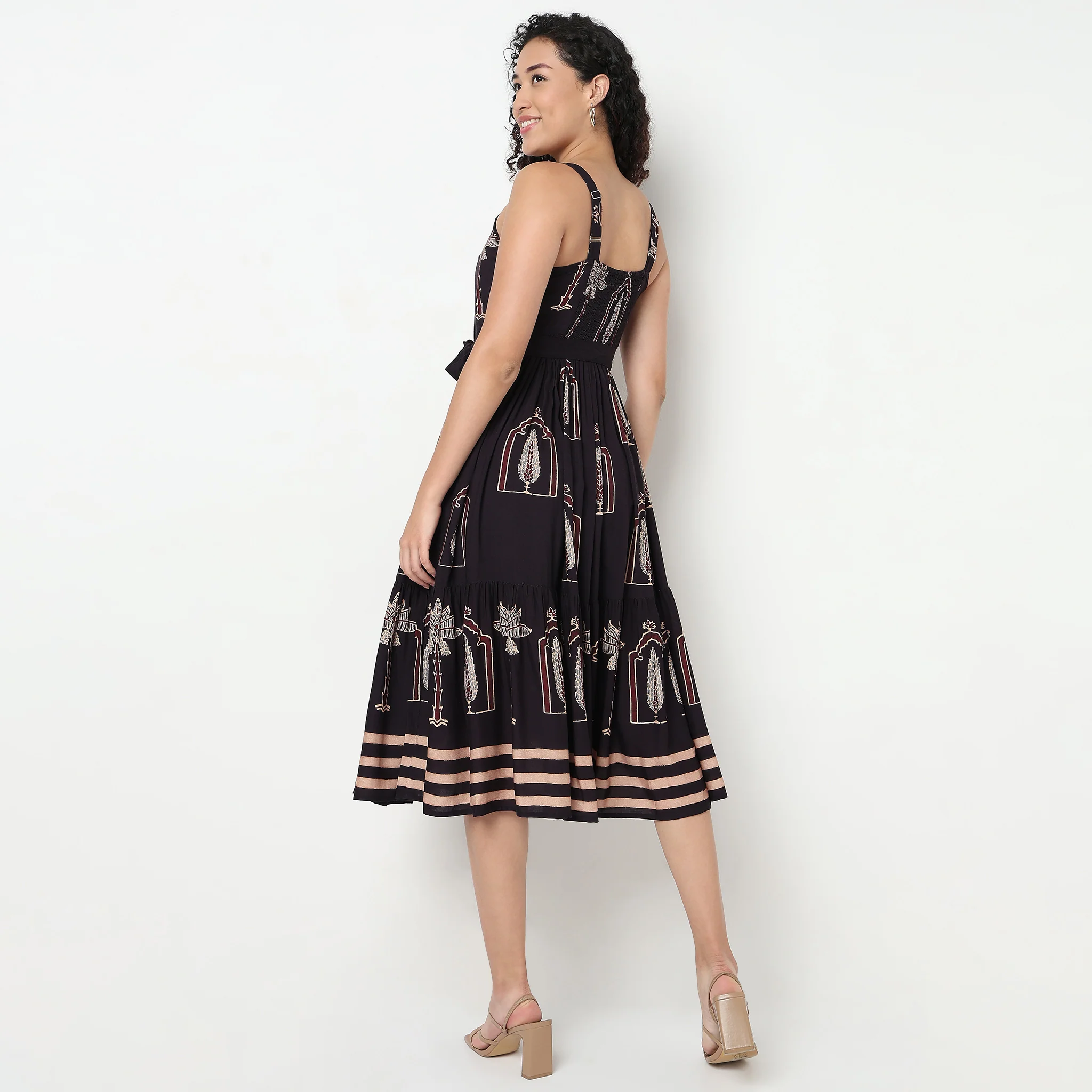 Printed Strappy Tiered Dress - Image 3