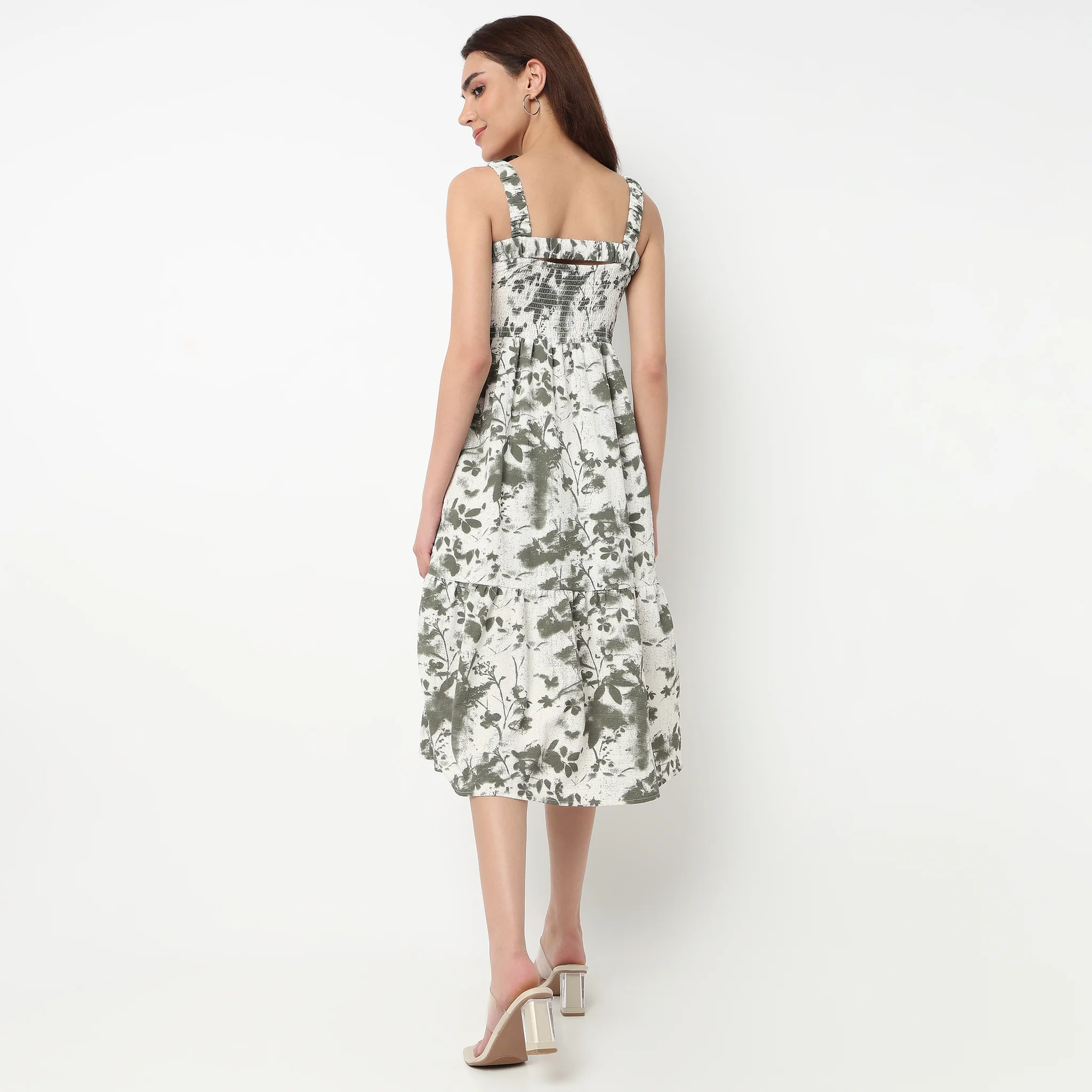Strapy Midi Dress With Abstract Print - Image 3