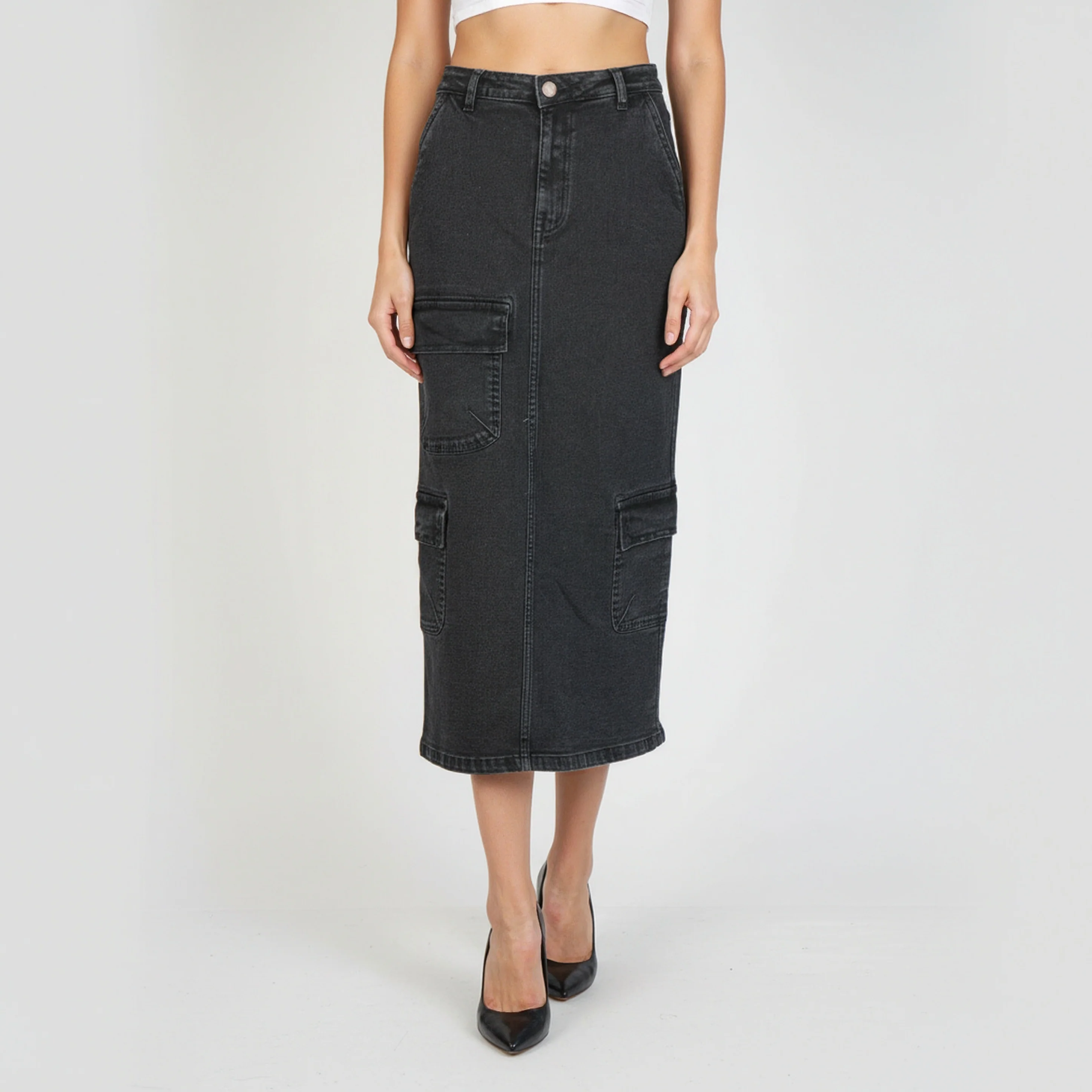 Street Look Long Denim Skirt - Image 2