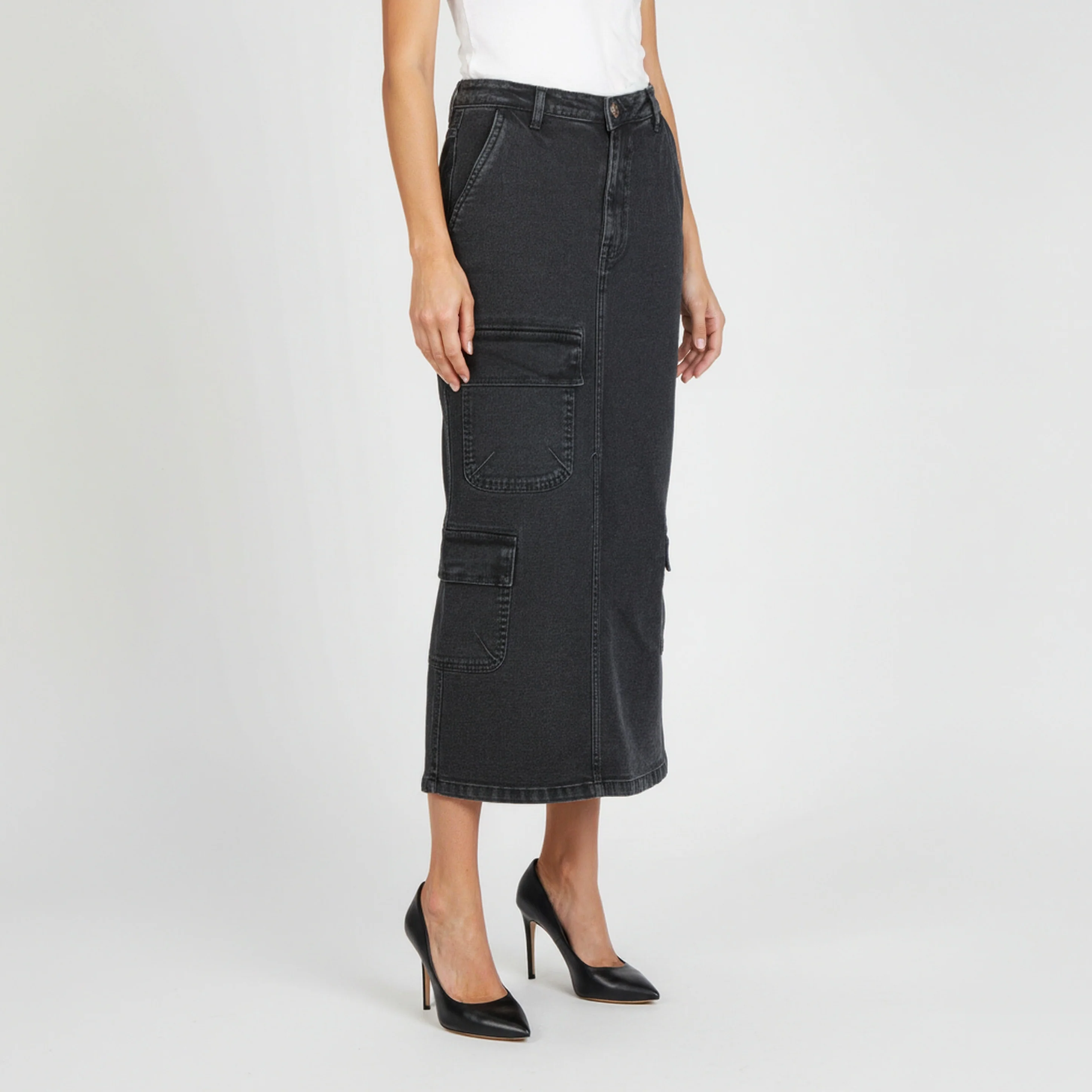 Street Look Long Denim Skirt - Image 5