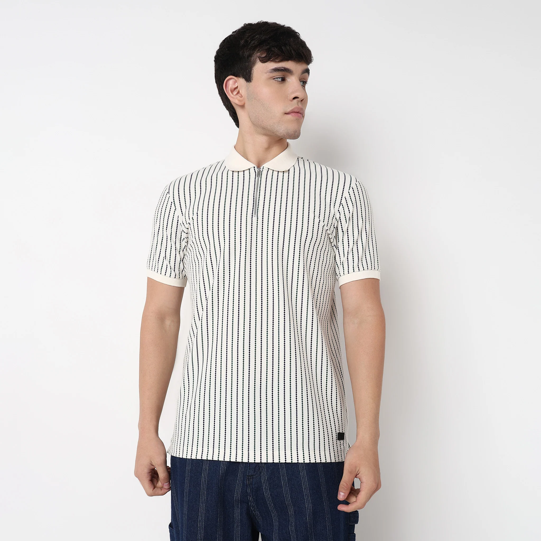 Striped Aviator Polo T Shirt - Image 2