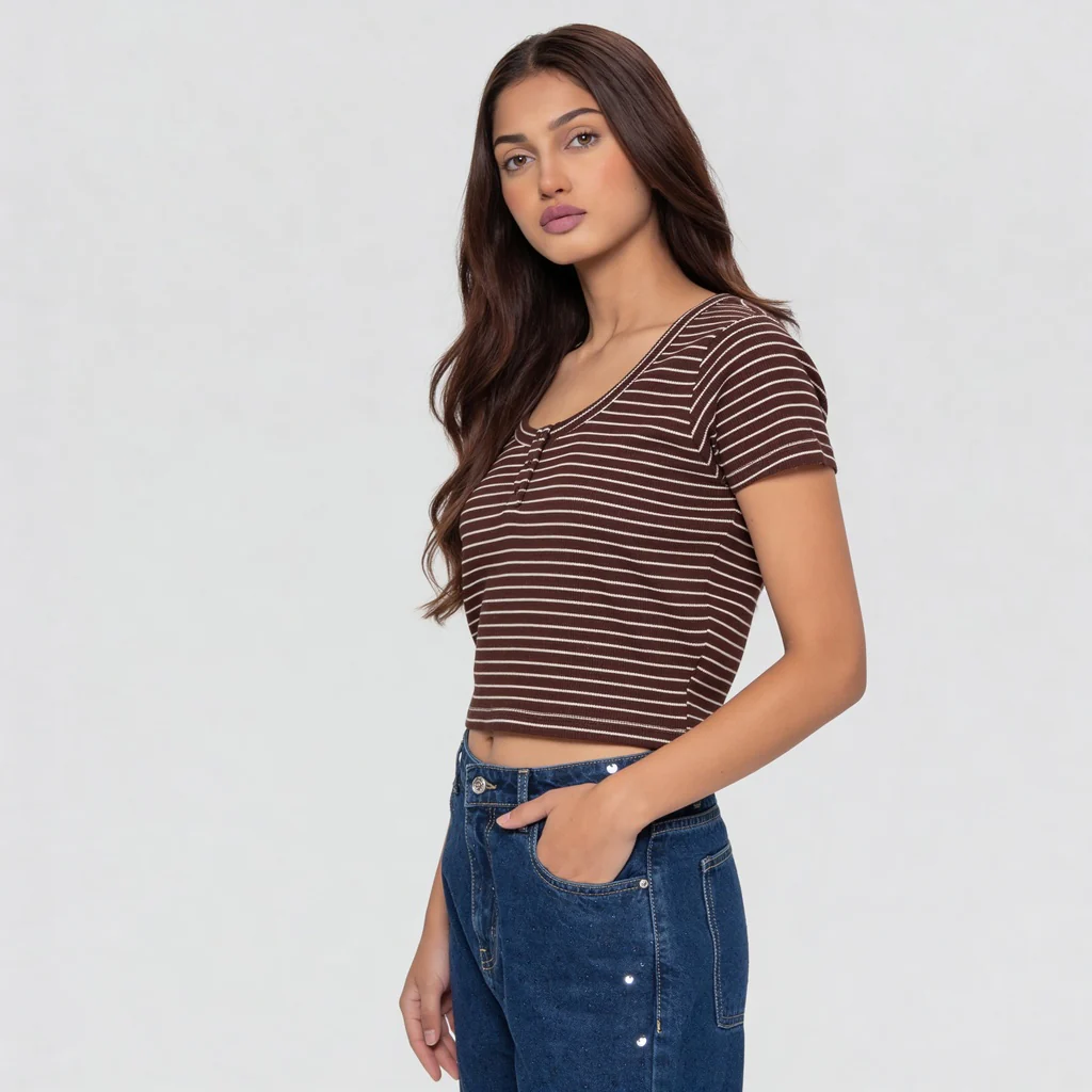 Striped Betty Cropped T-Shirt - Image 10