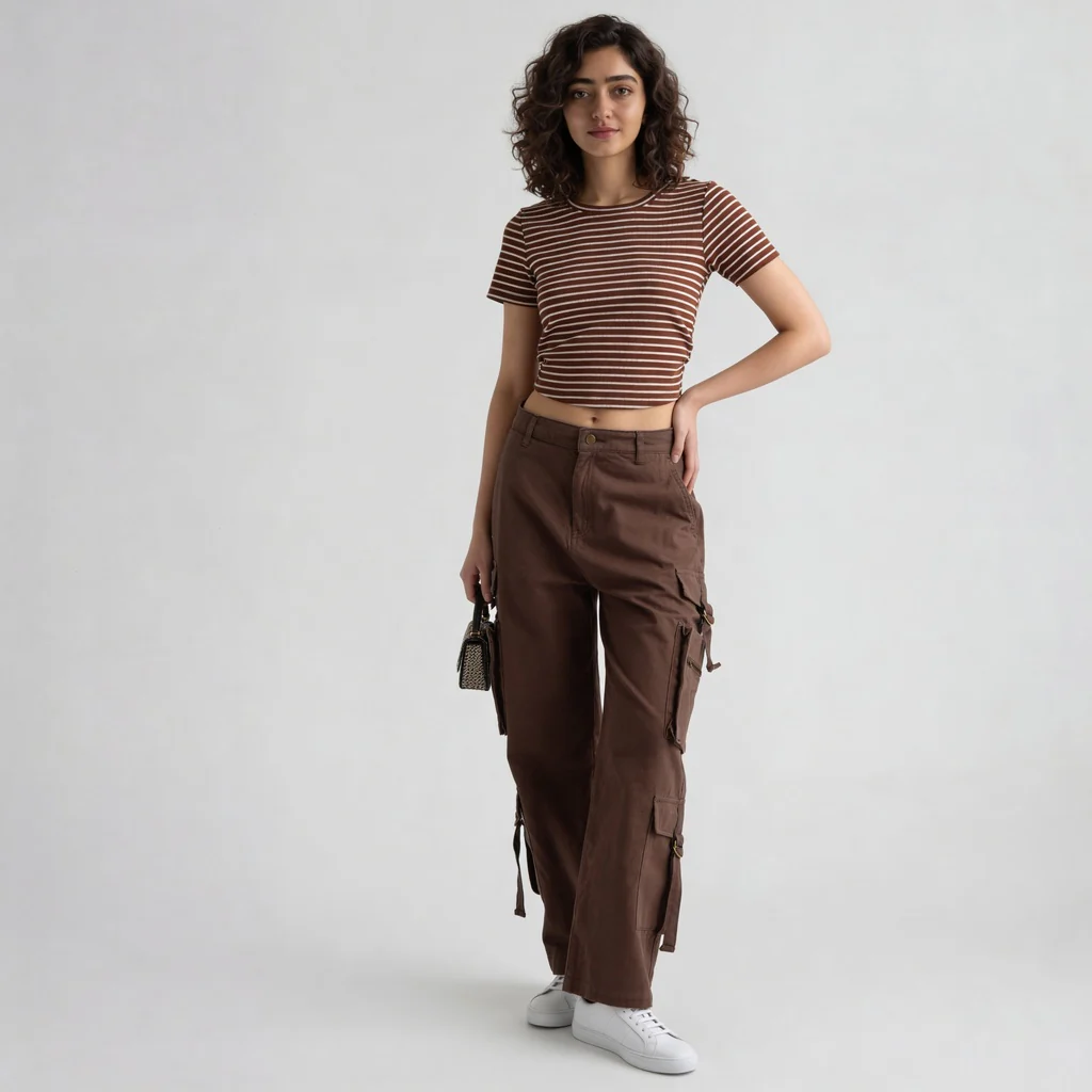Striped Boxy Fit Cropped T-Shirt