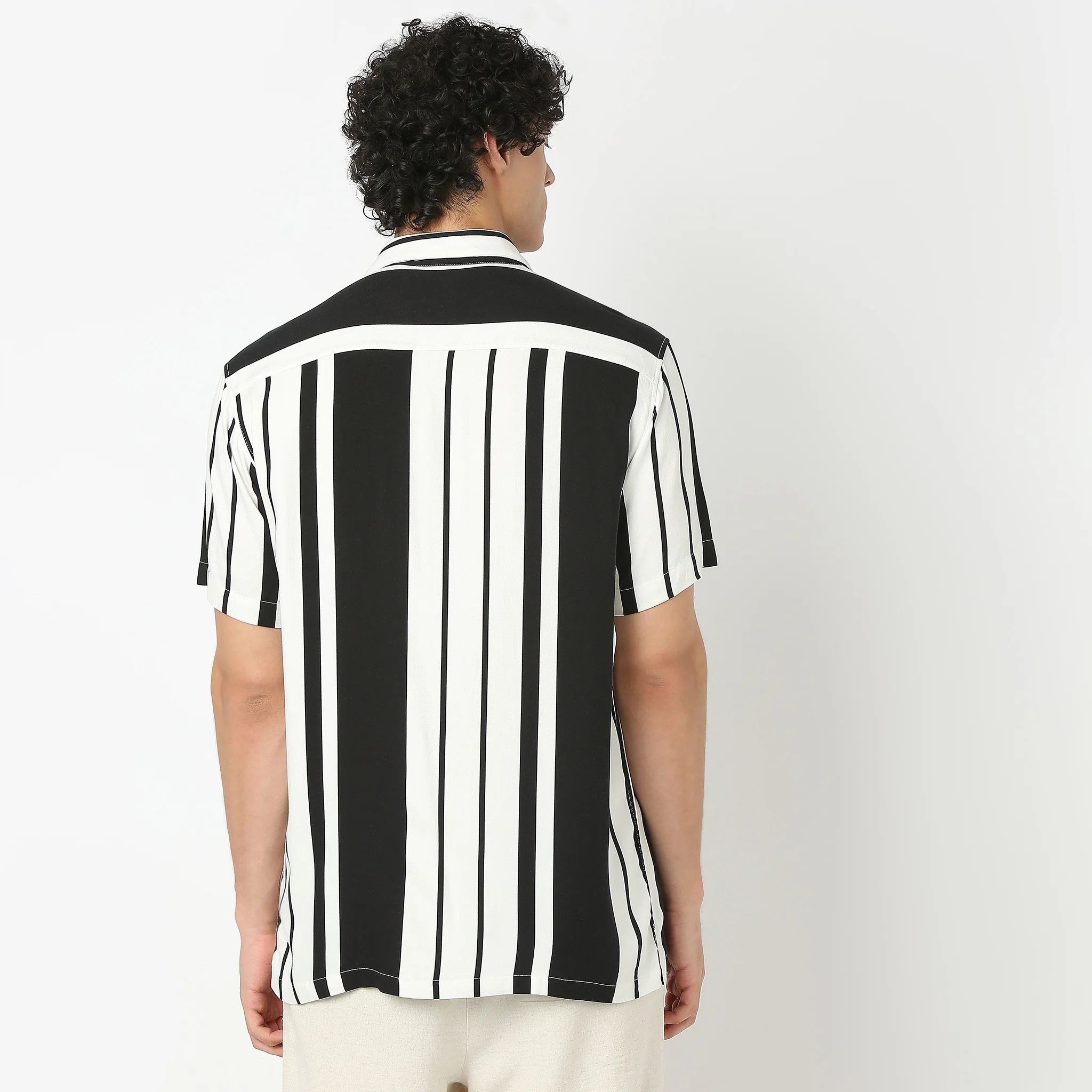 Camp Collar Half Sleeve Striped Retreat Shirt - Image 3