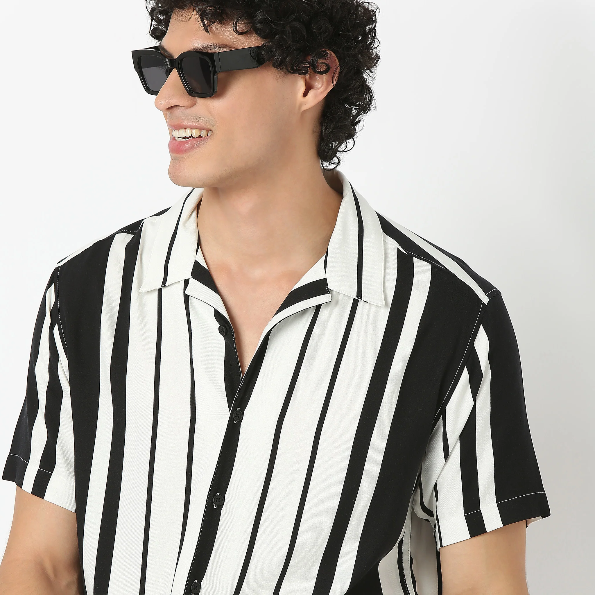 Camp Collar Half Sleeve Striped Retreat Shirt - Image 4