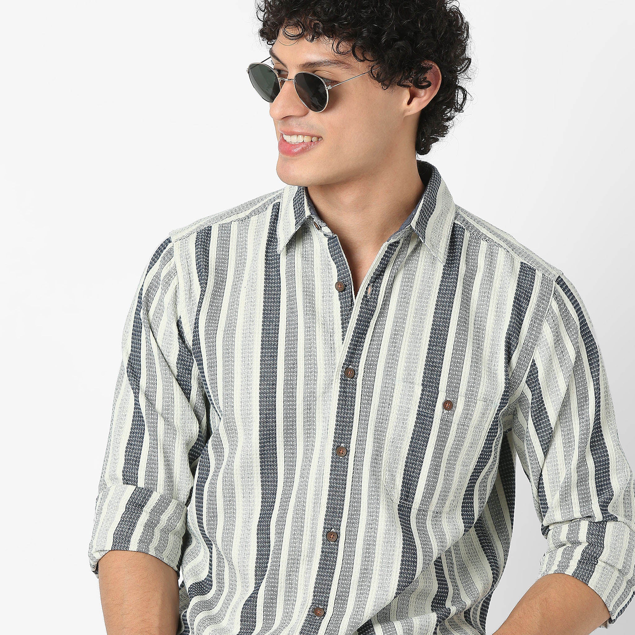 Full Sleeve Shirt Collar Striped Cruiser Shirt - Image 4