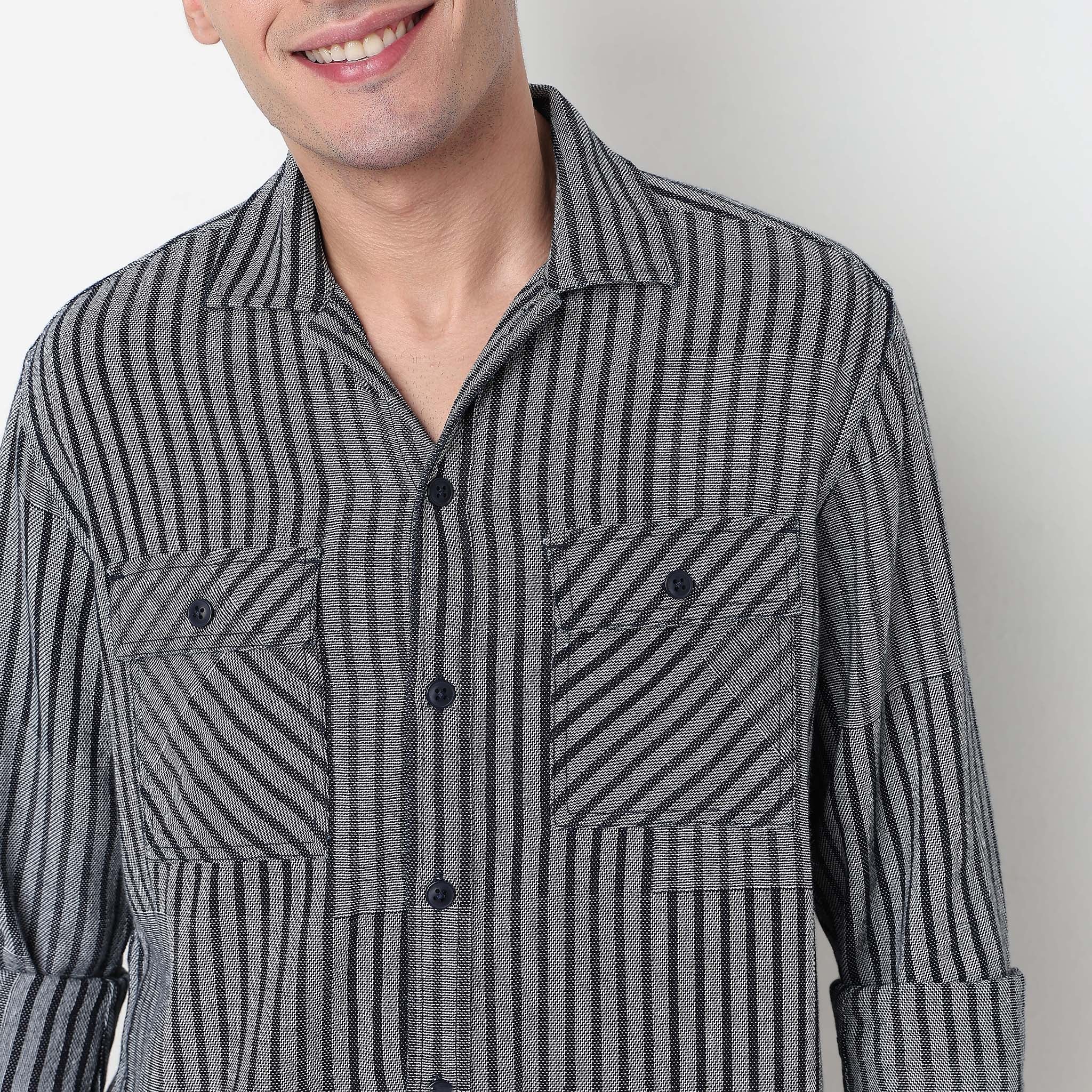 Striped Cotton Explorer Shacket - Image 4