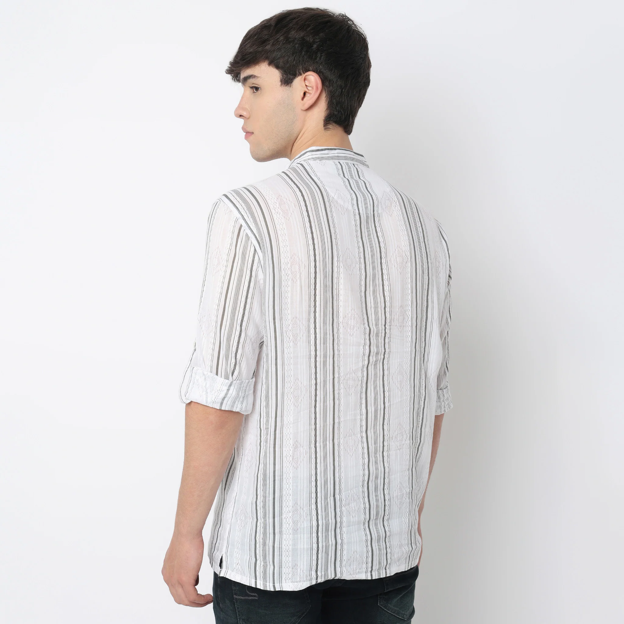 Striped Cotton Short Kurta - Image 3