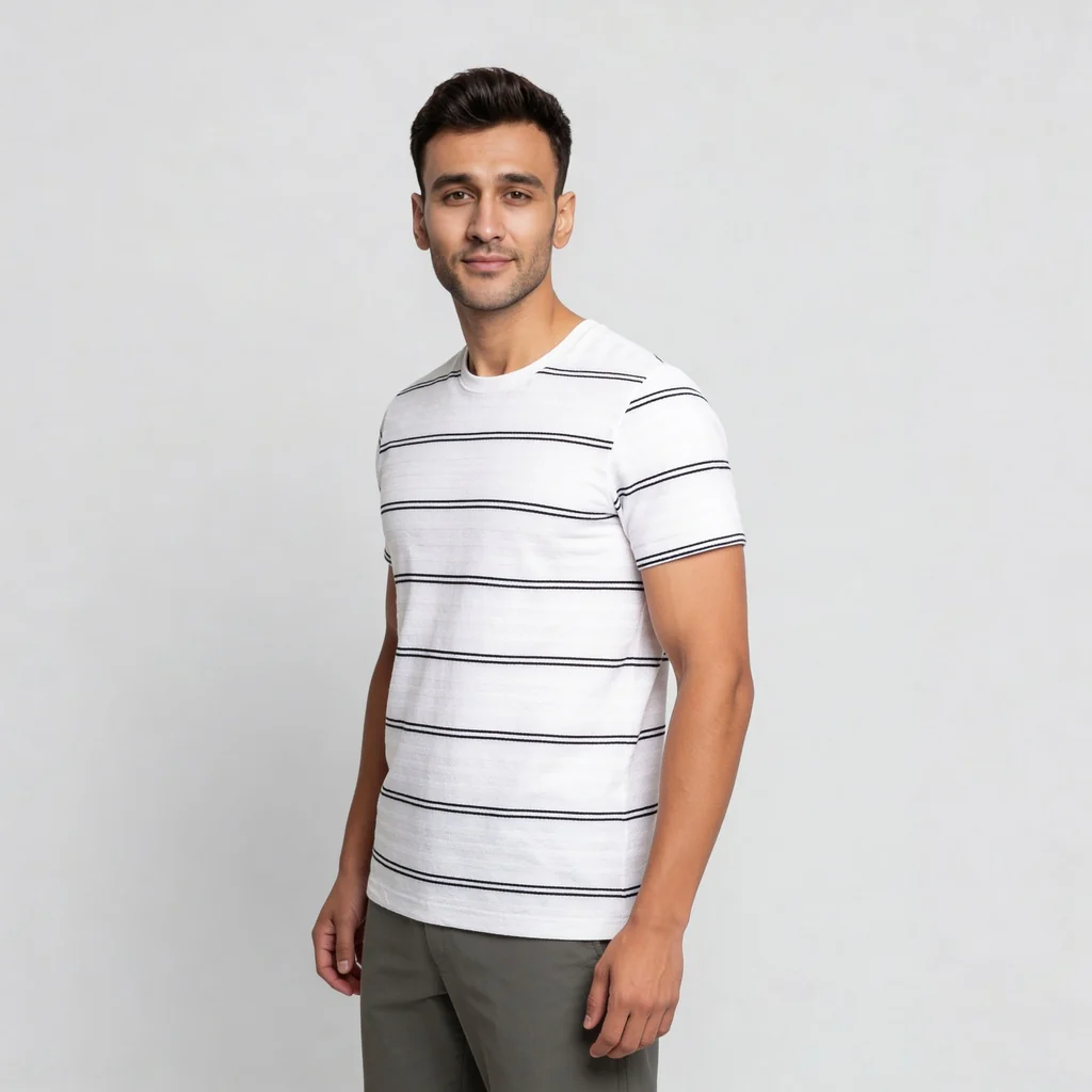 Striped Crew Neck Bae T-Shirt - Image 5