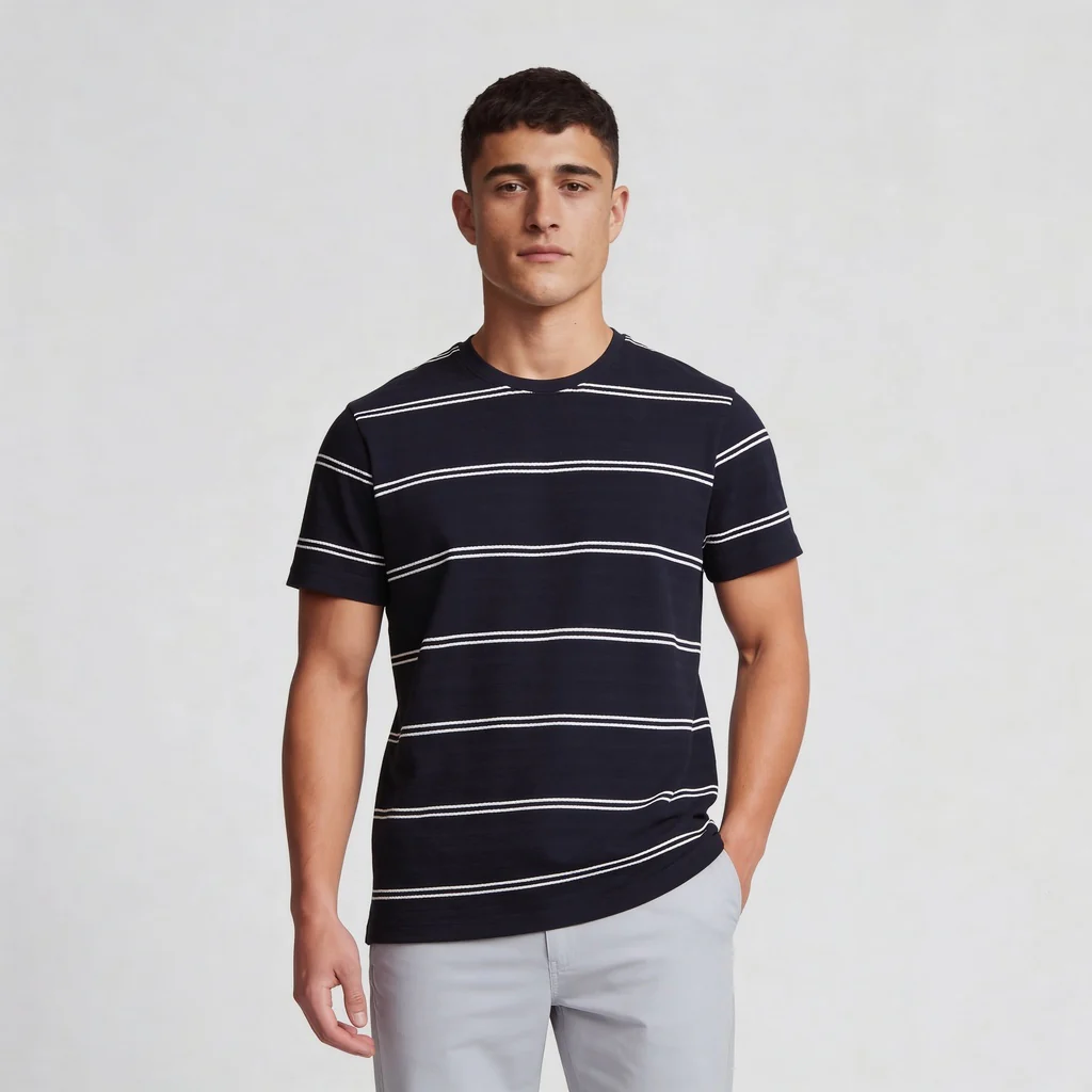 Striped Crew Neck Bae T-Shirt - Image 7