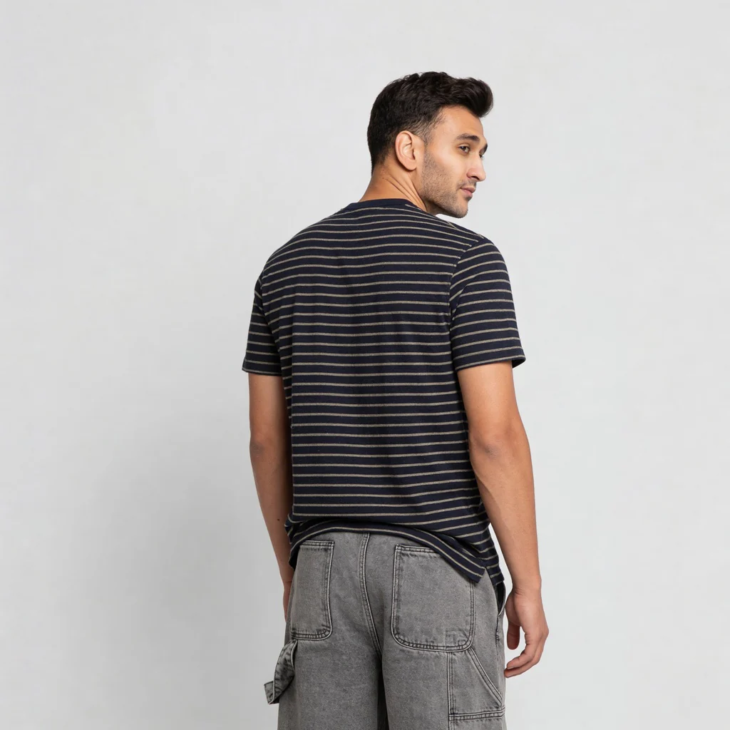 Striped Crew Neck Bae T-Shirt - Image 3