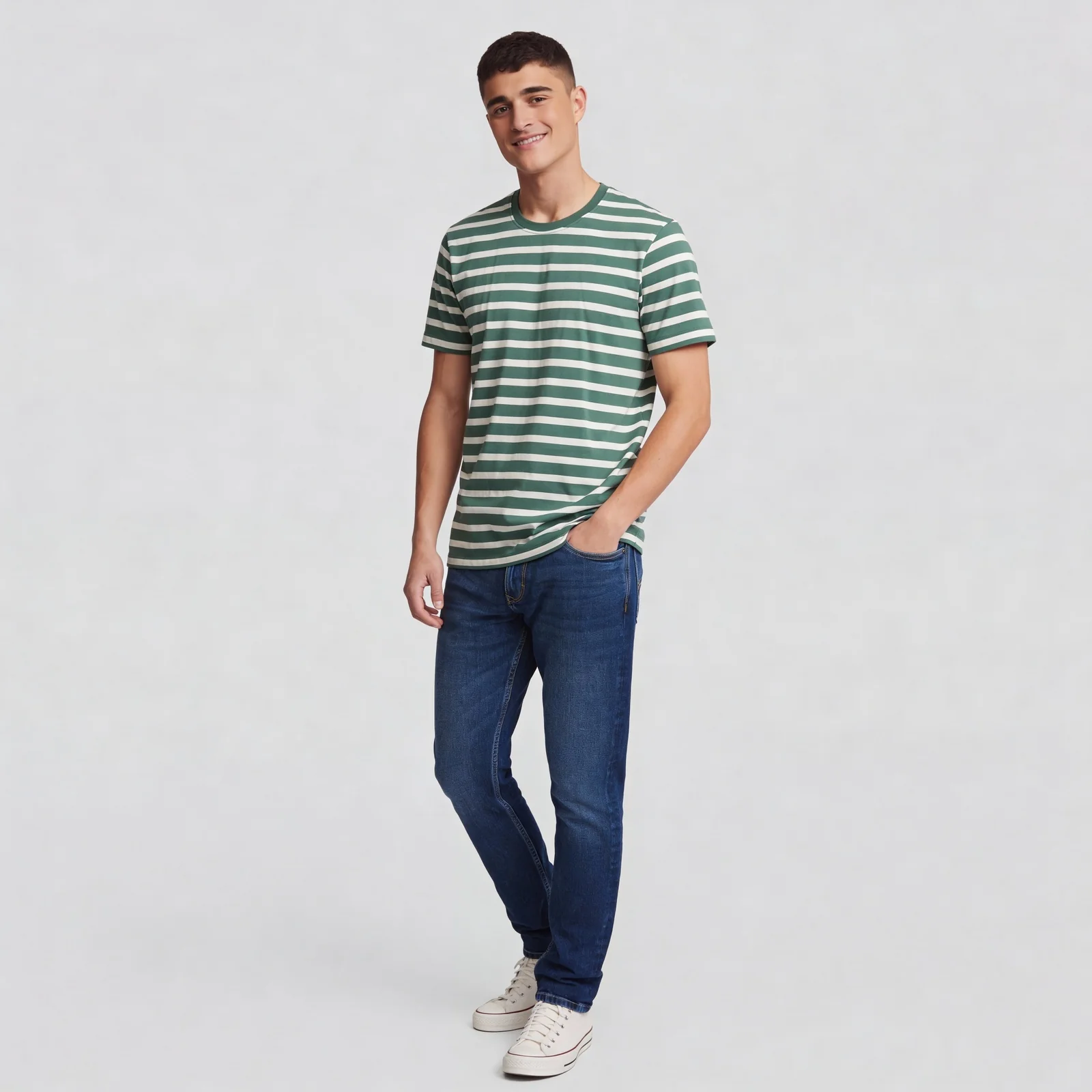 Striped Crew Neck Graphitee