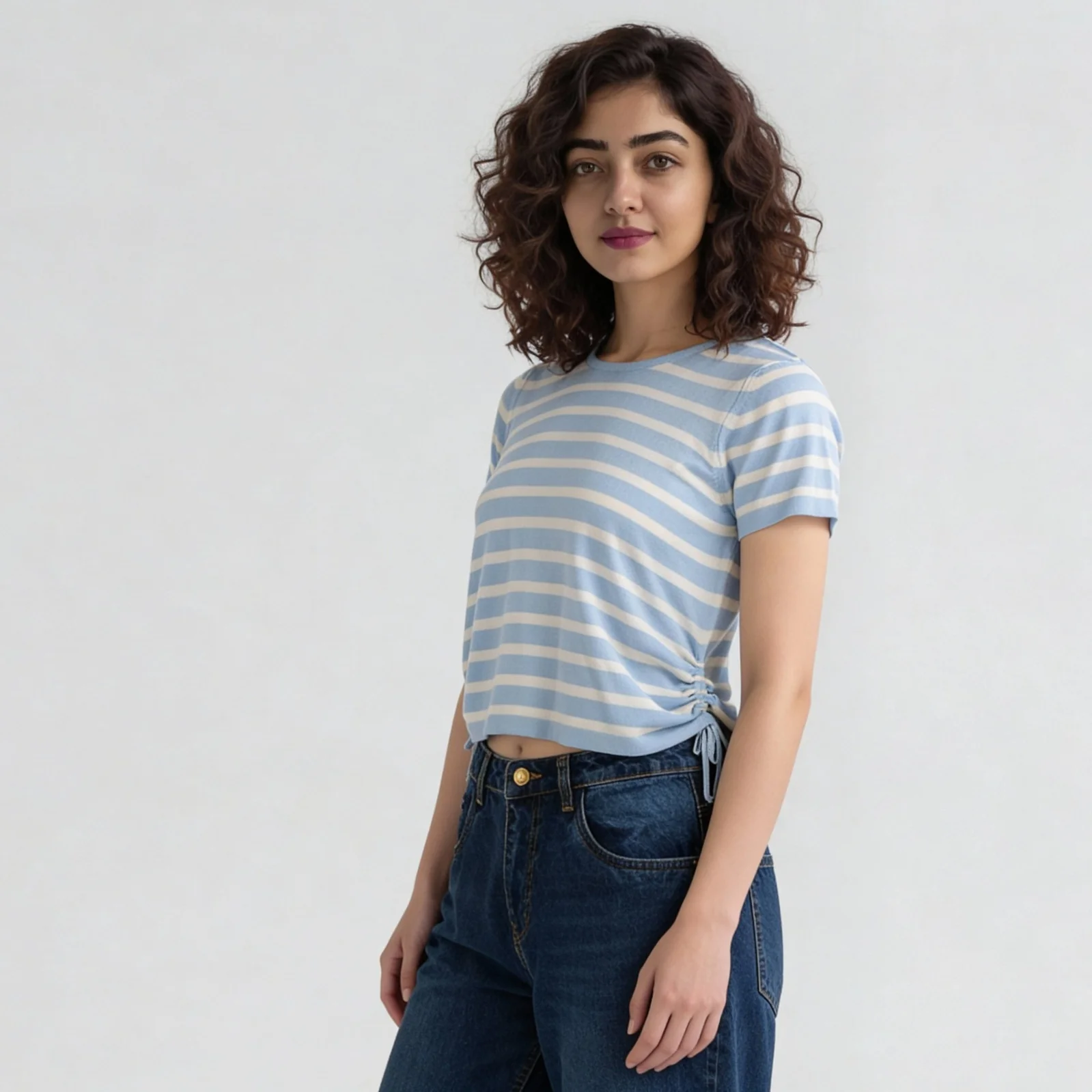 Striped Flatknit Crop T-Shirt - Image 10