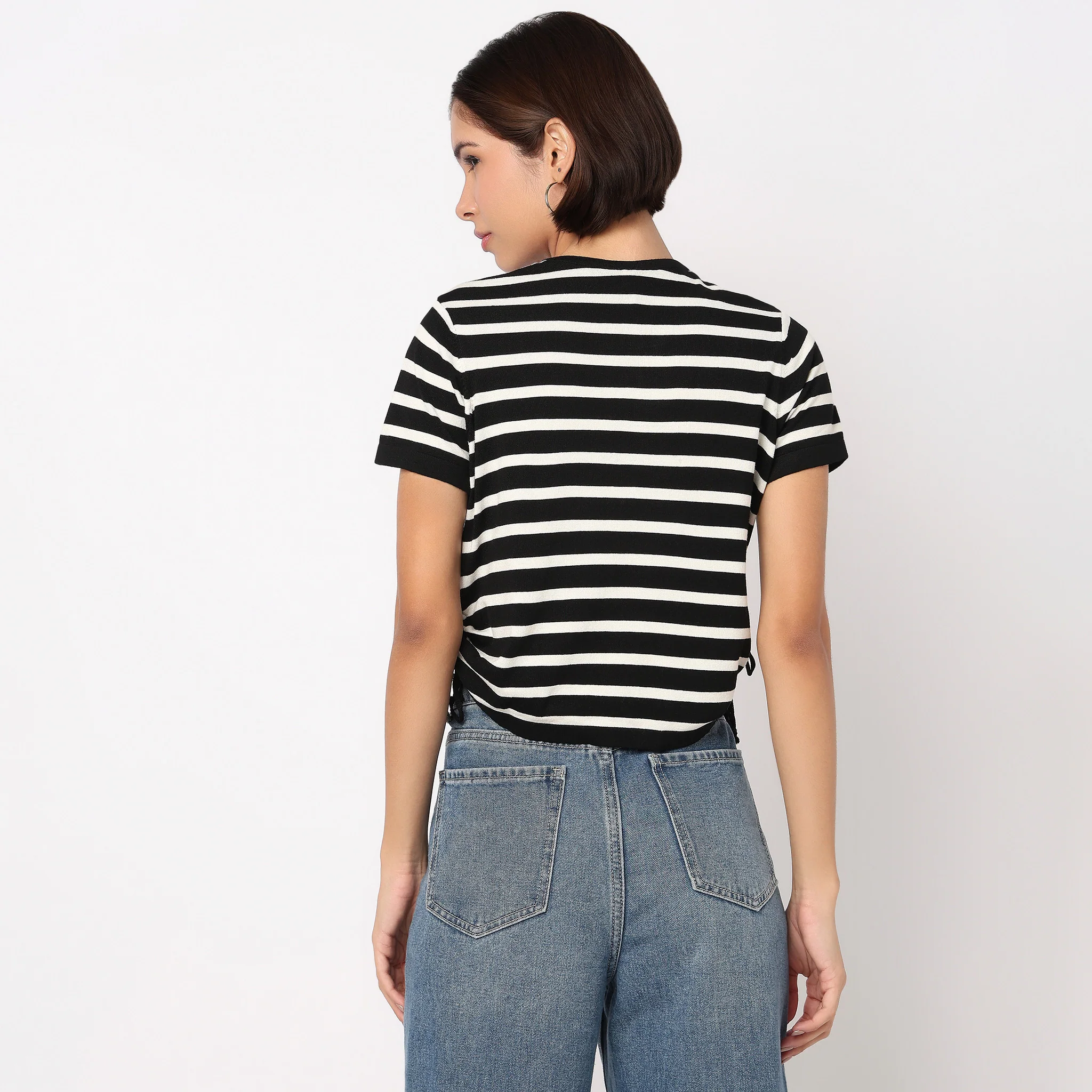 Striped Flatknit Crop T-Shirt - Image 3