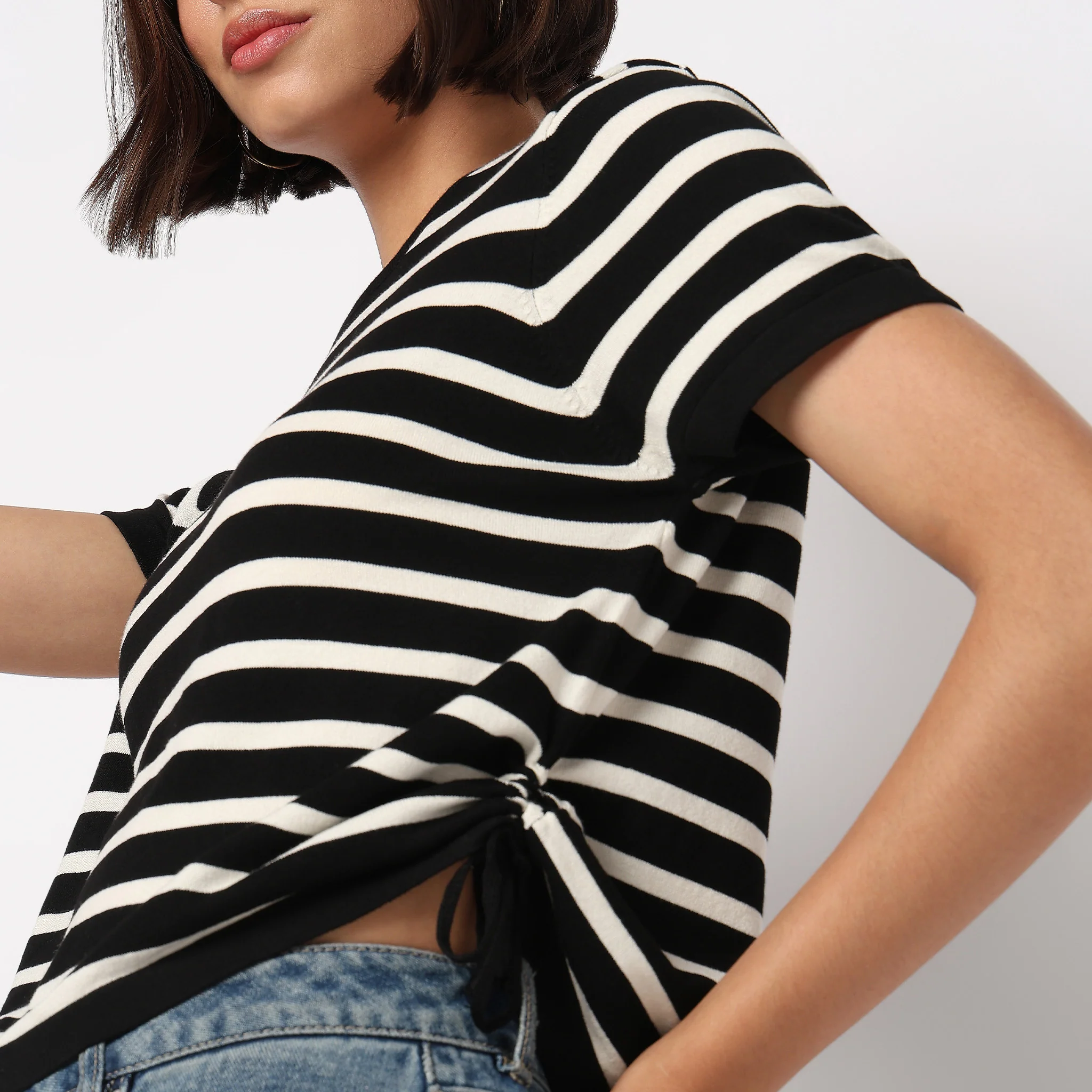 Striped Flatknit Crop T-Shirt - Image 4
