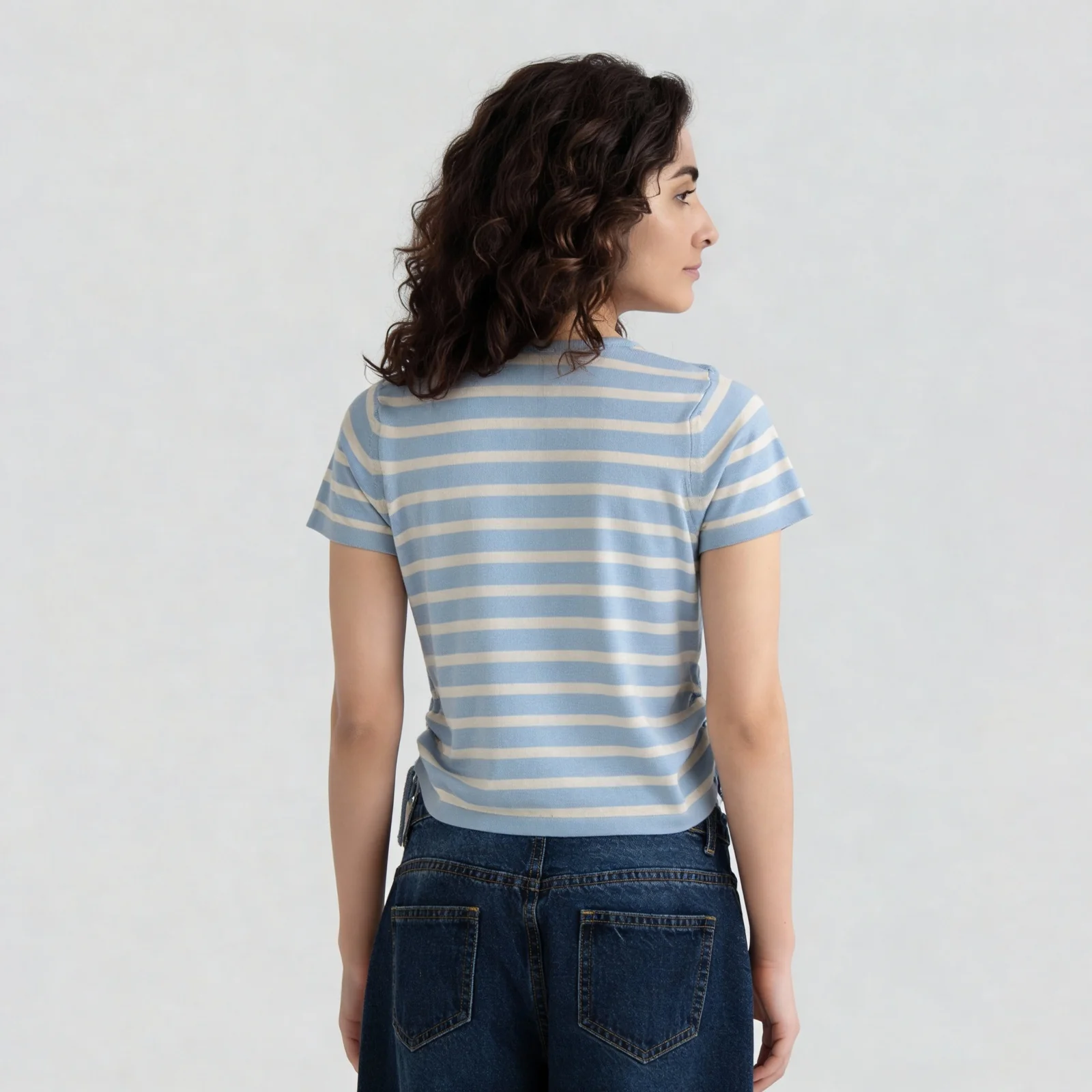 Striped Flatknit Crop T-Shirt - Image 8