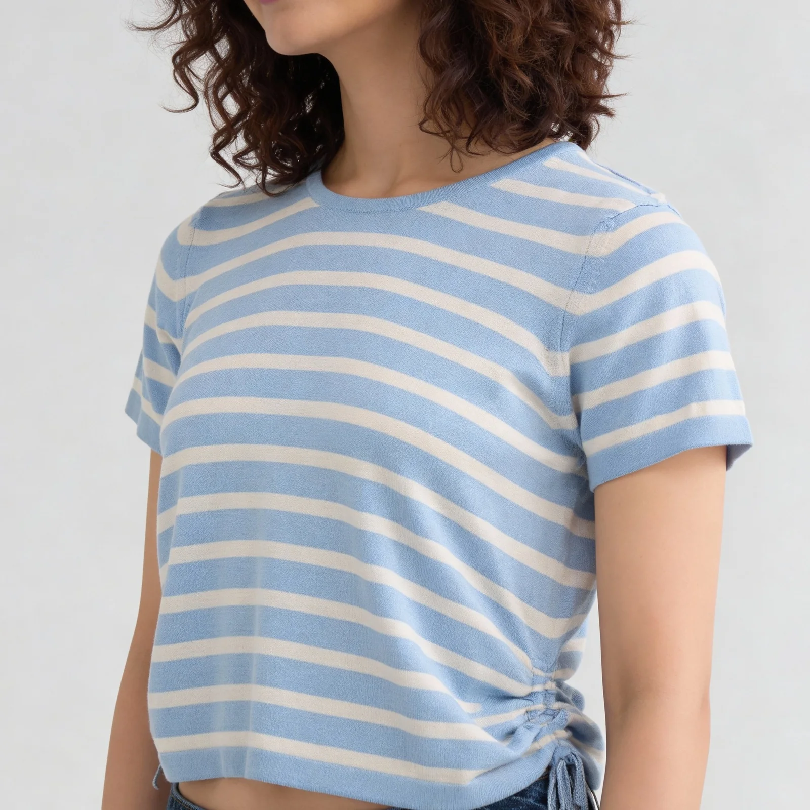 Striped Flatknit Crop T-Shirt - Image 9