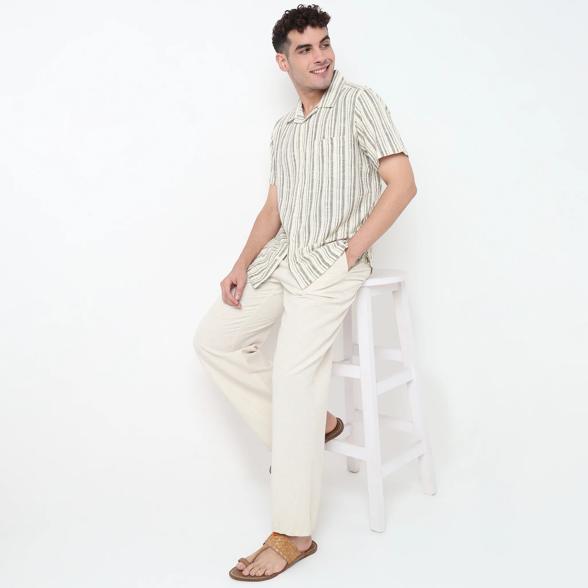 Striped Cotton Cuban Shirt