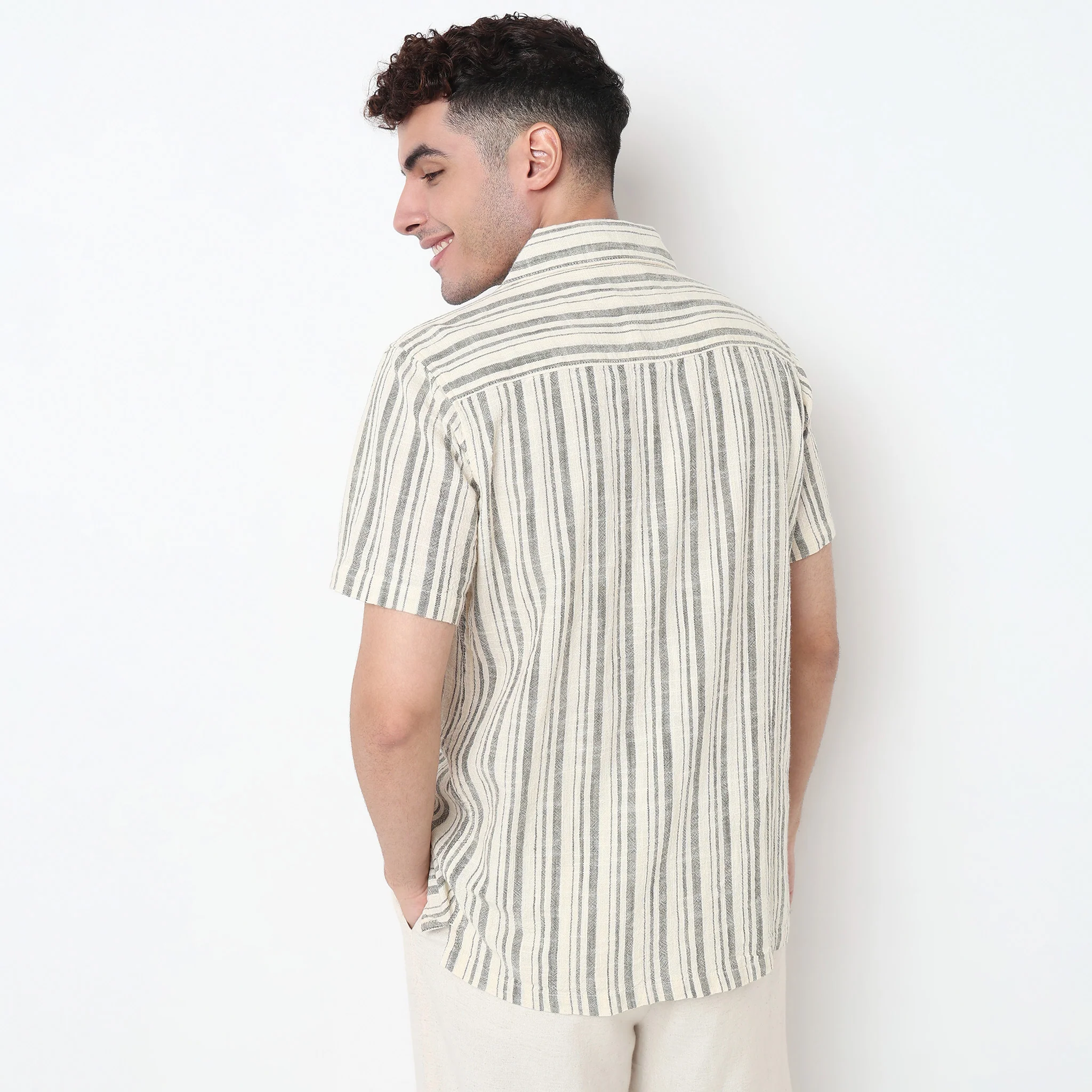 Striped Cotton Cuban Shirt - Image 3