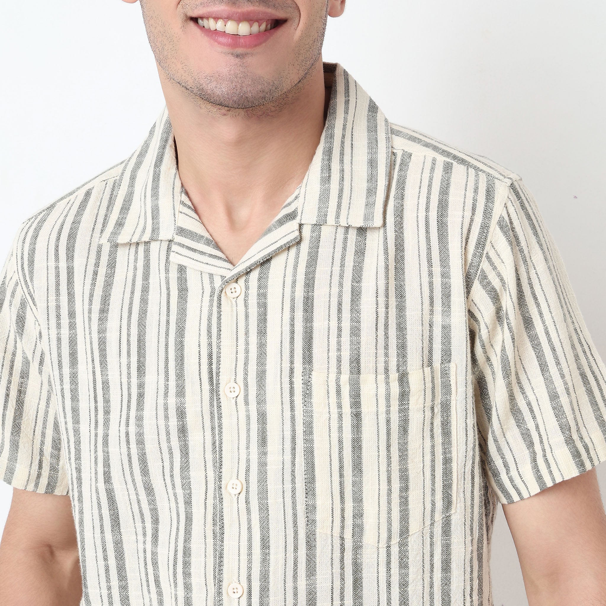 Striped Cotton Cuban Shirt - Image 4