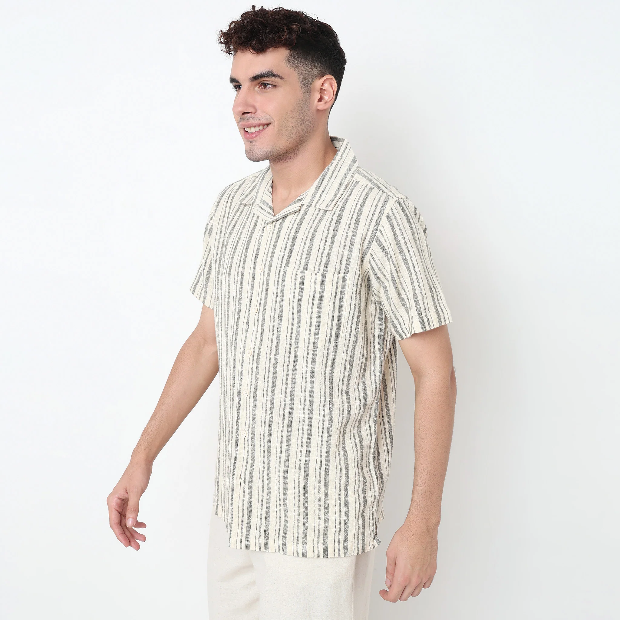 Striped Cotton Cuban Shirt - Image 5