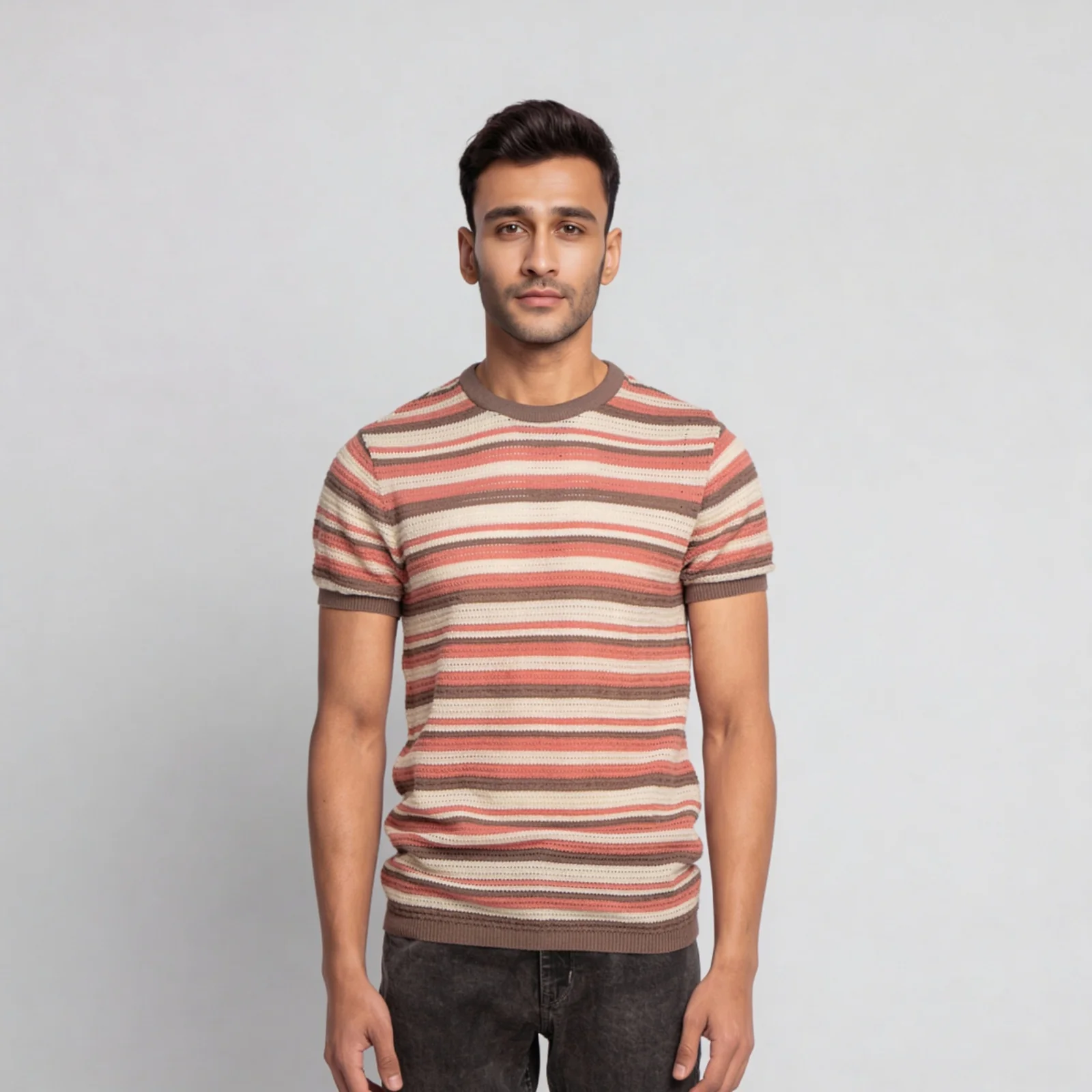 Striped Hand Knit Jersey Flat Knits T-Shirt - Image 2