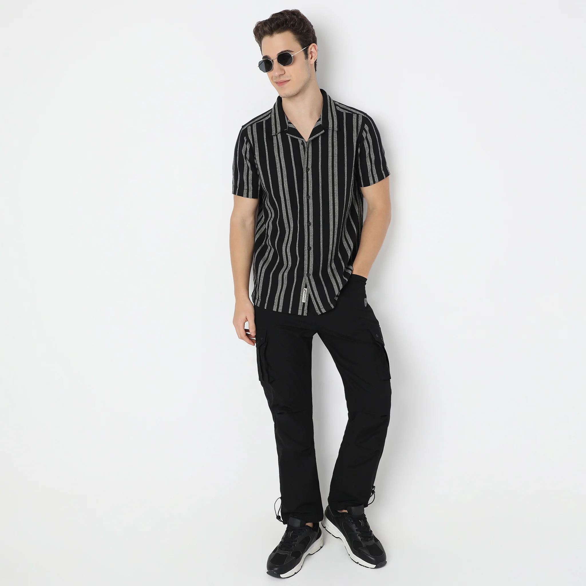Striped Mood Camp Collar Half Sleeve Shirt - Image 2