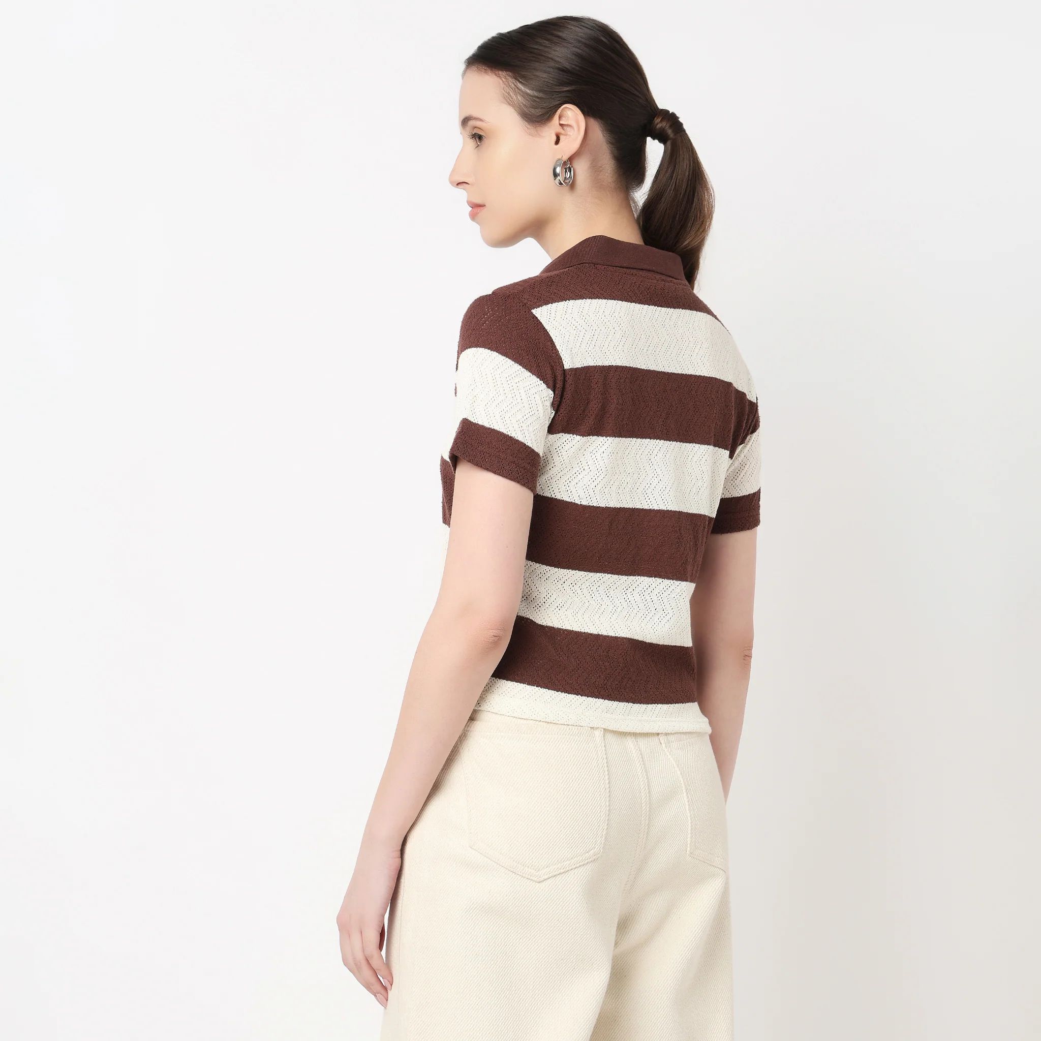 Striped Polo Crop Tee - Image 3