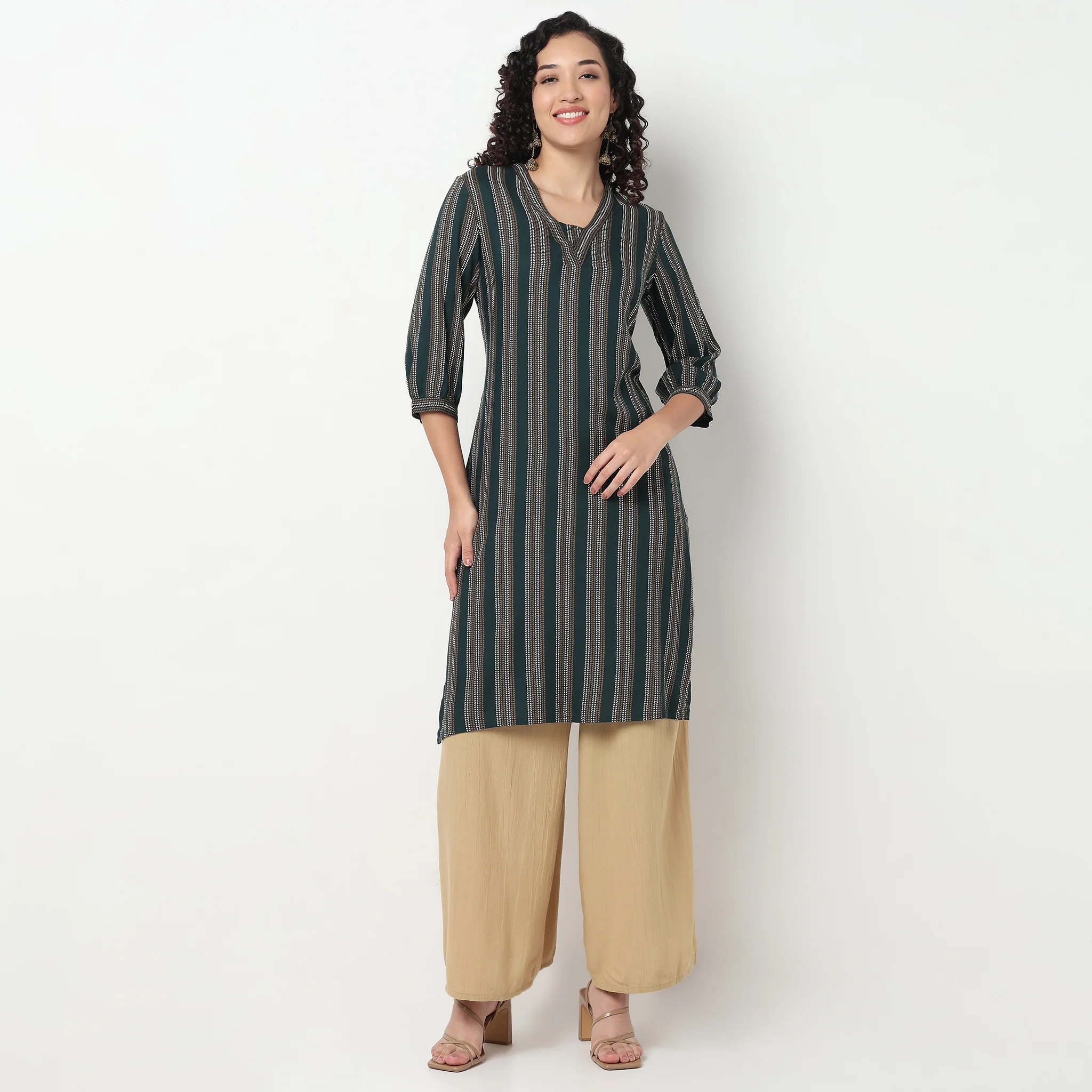 V-Neck With Gusset Long Kurta - Image 7
