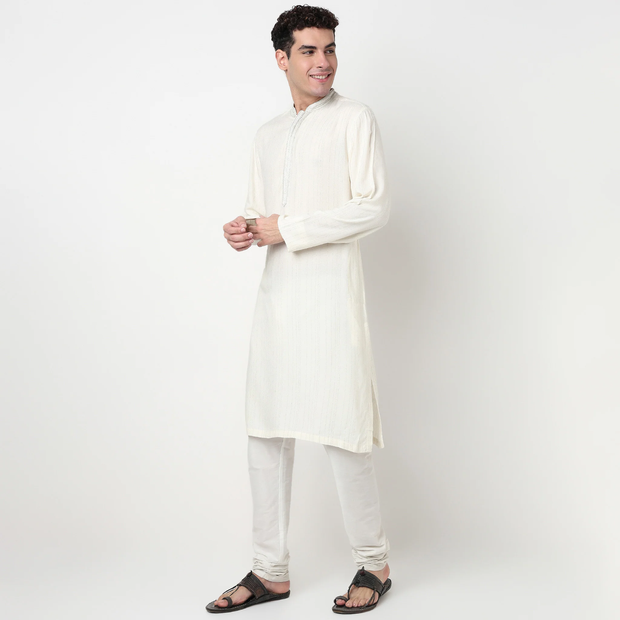 Striped Rayon Lurex Long Kurta - Image 10