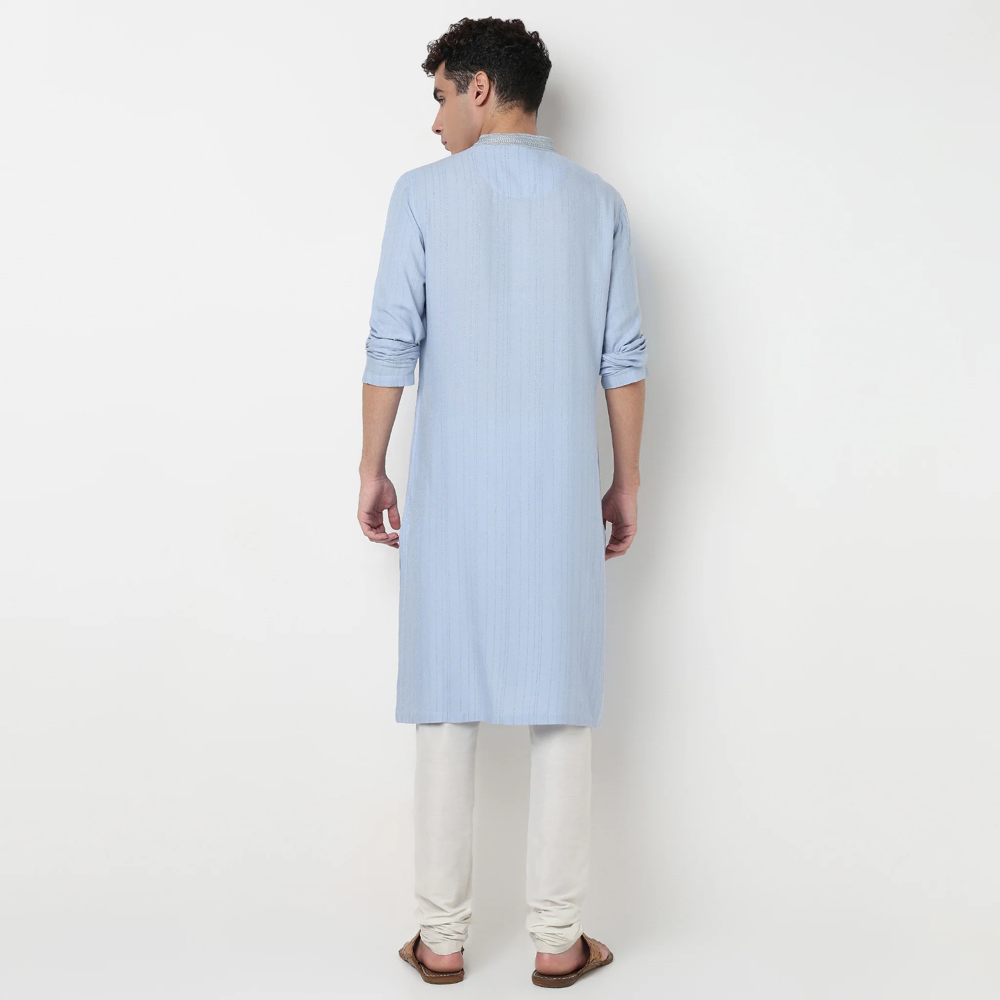 Striped Rayon Lurex Long Kurta - Image 3