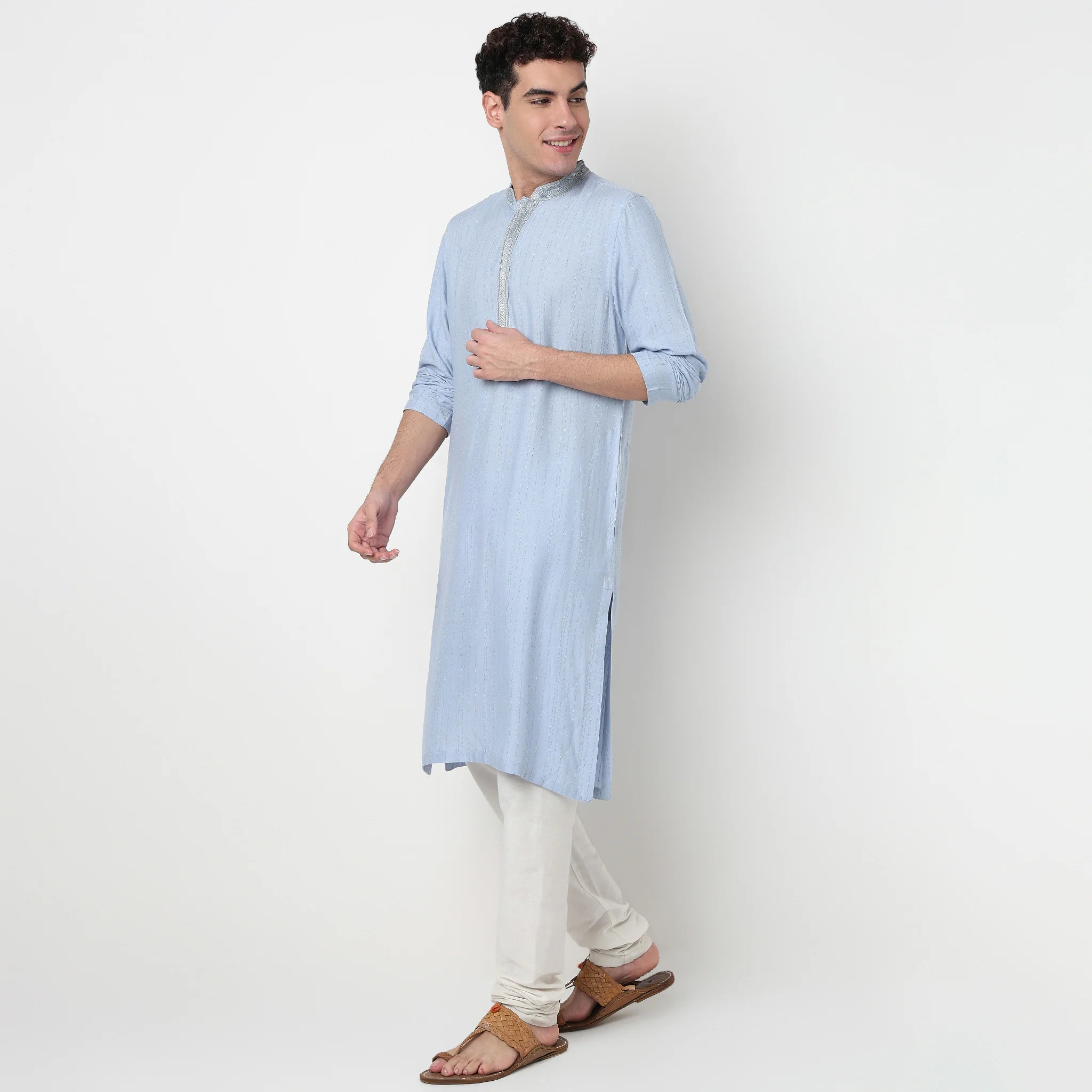 Striped Rayon Lurex Long Kurta - Image 5