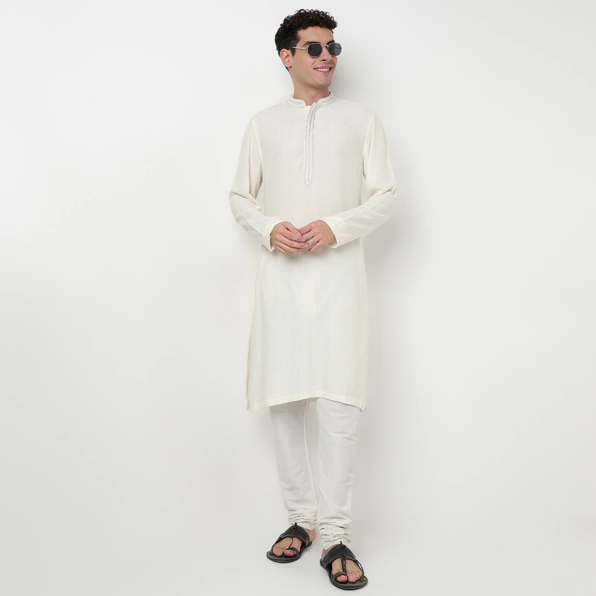 Striped Rayon Lurex Long Kurta - Image 6
