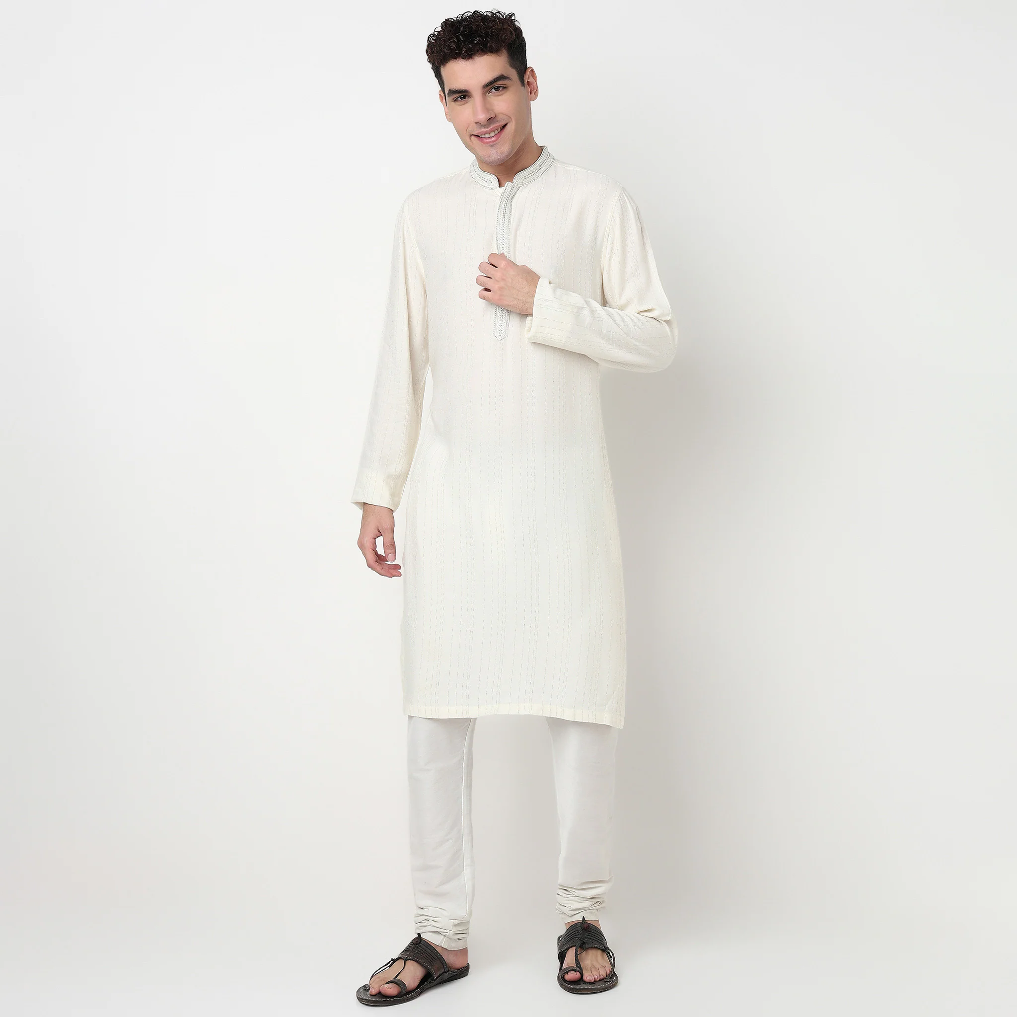 Striped Rayon Lurex Long Kurta - Image 7