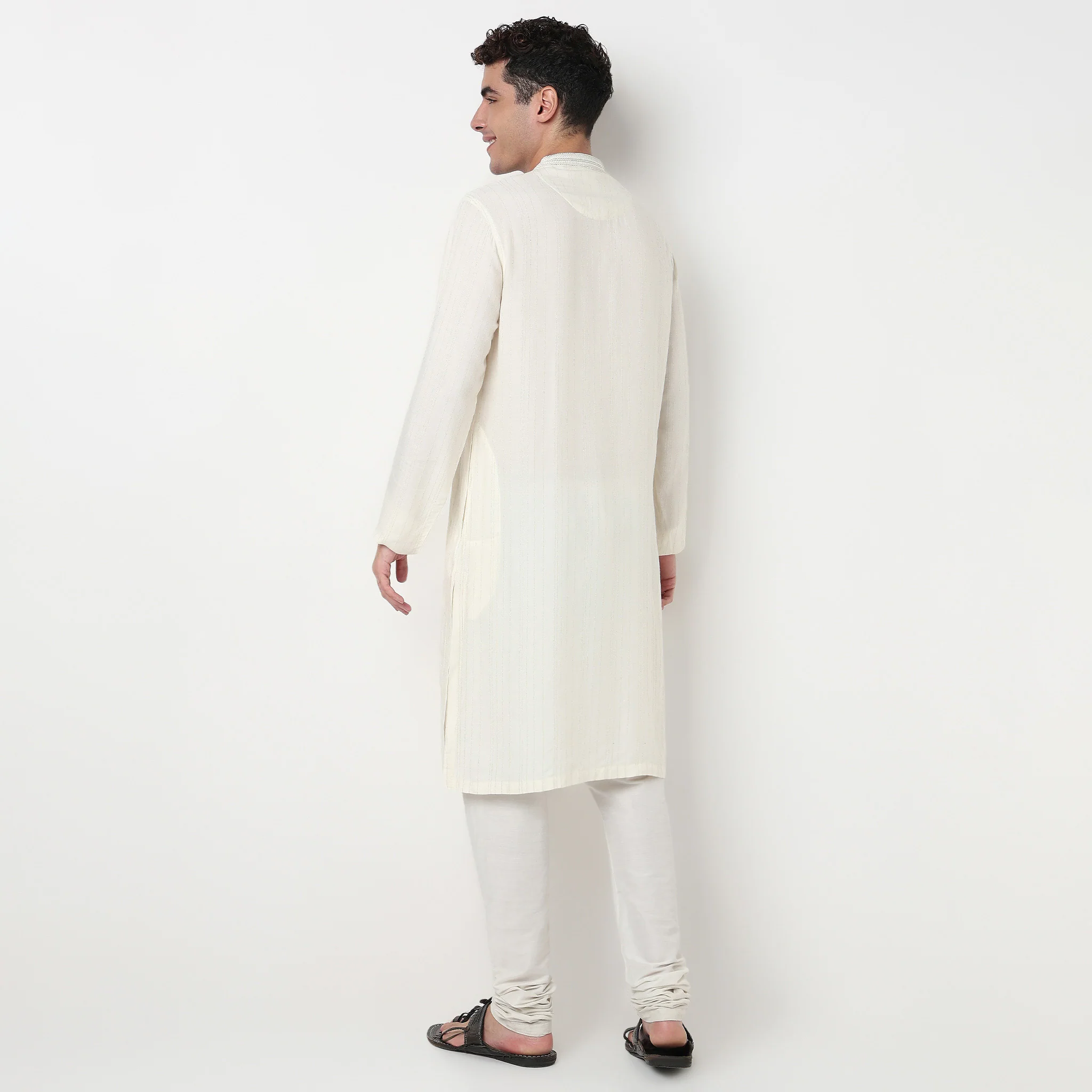 Striped Rayon Lurex Long Kurta - Image 8
