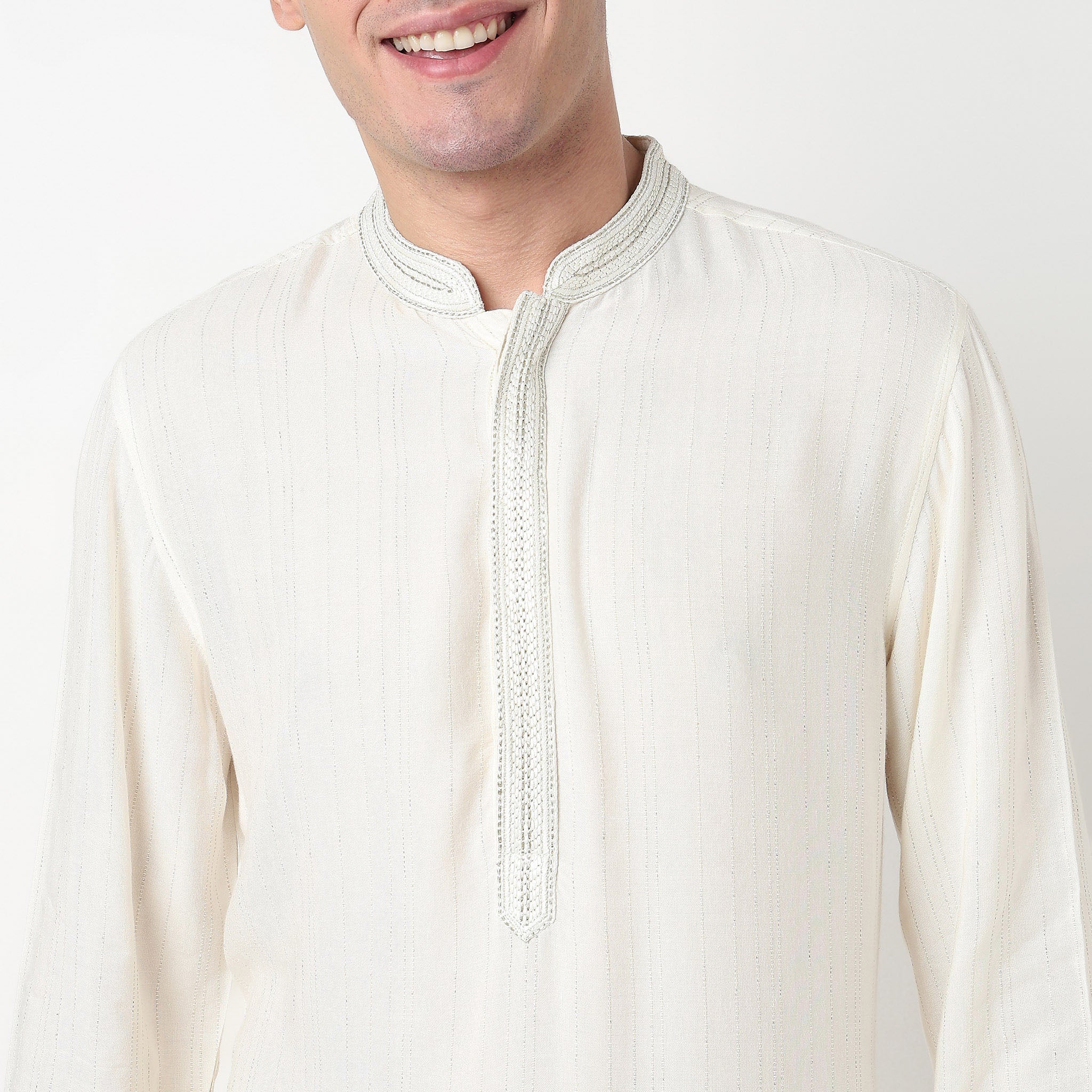 Striped Rayon Lurex Long Kurta - Image 9