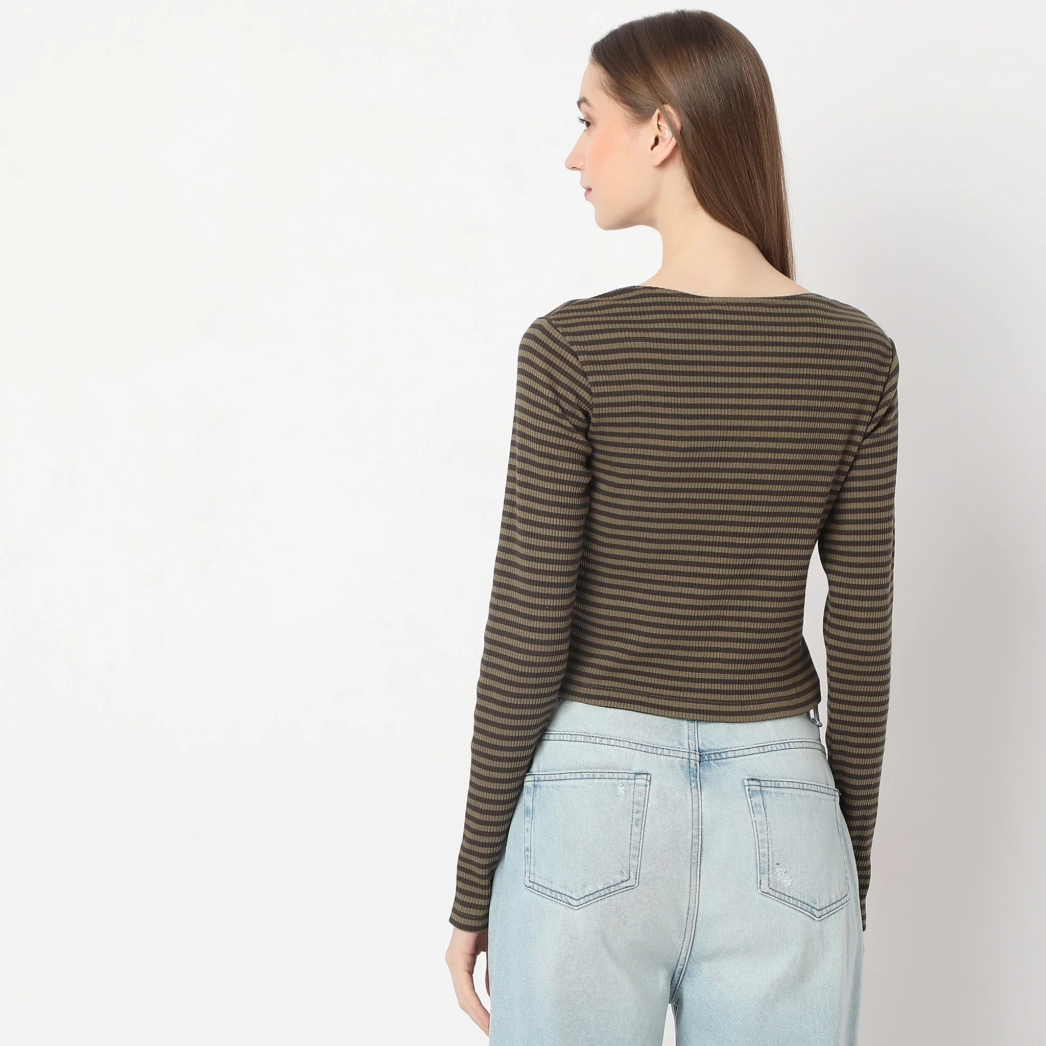 Striped Round Neck Full Sleeve T-Shirt - Image 3