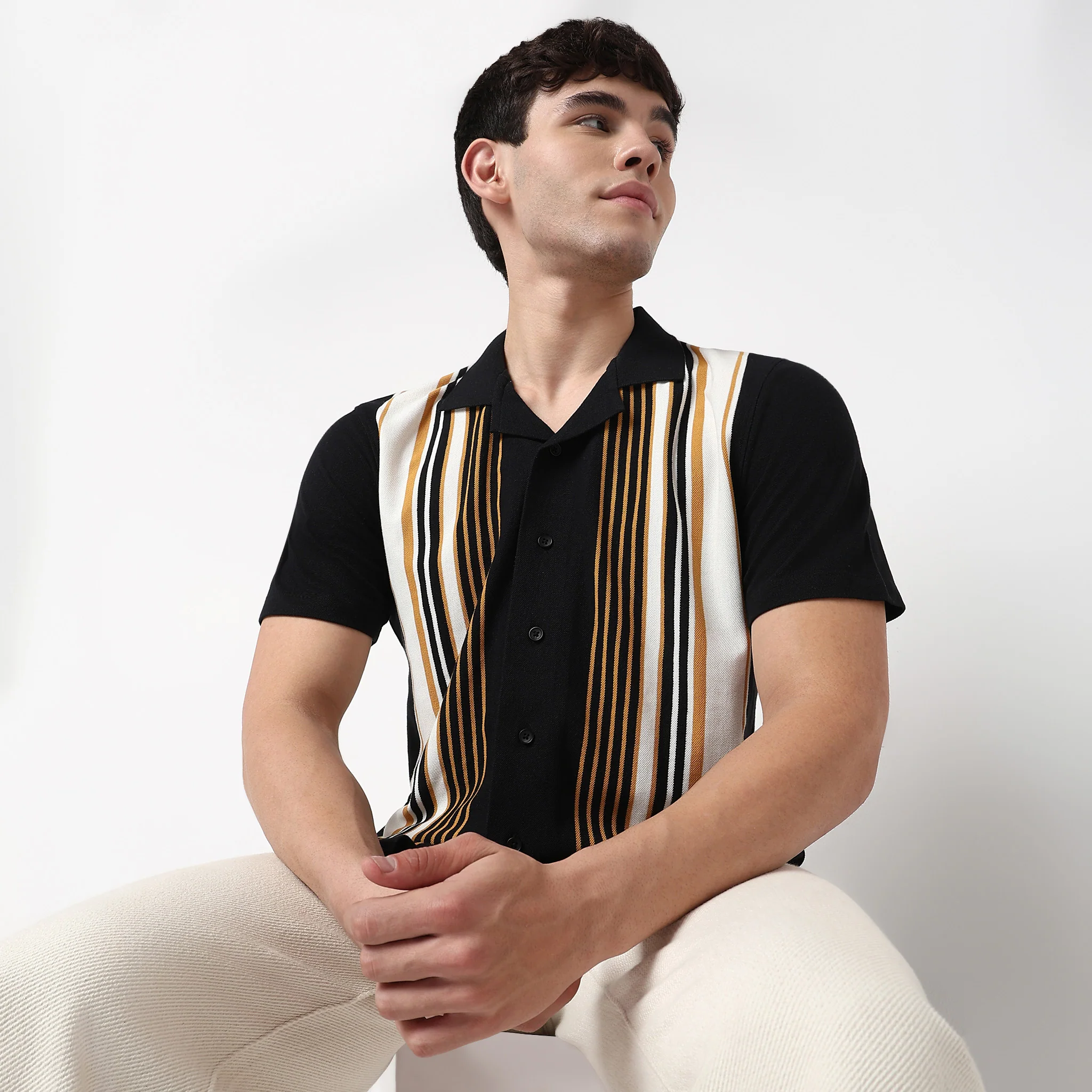 Striped University Cuban Shirt - Image 2