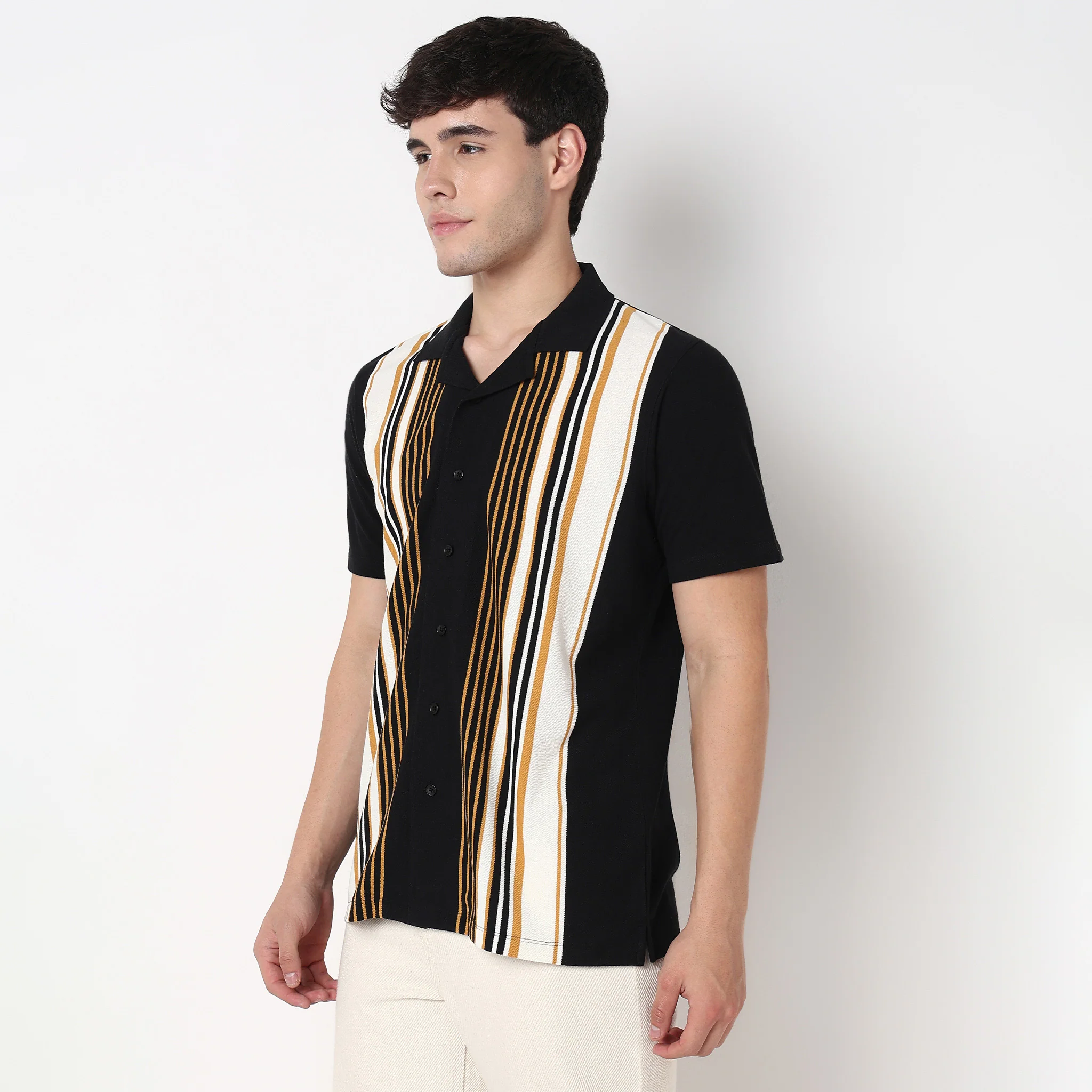 Striped University Cuban Shirt - Image 5