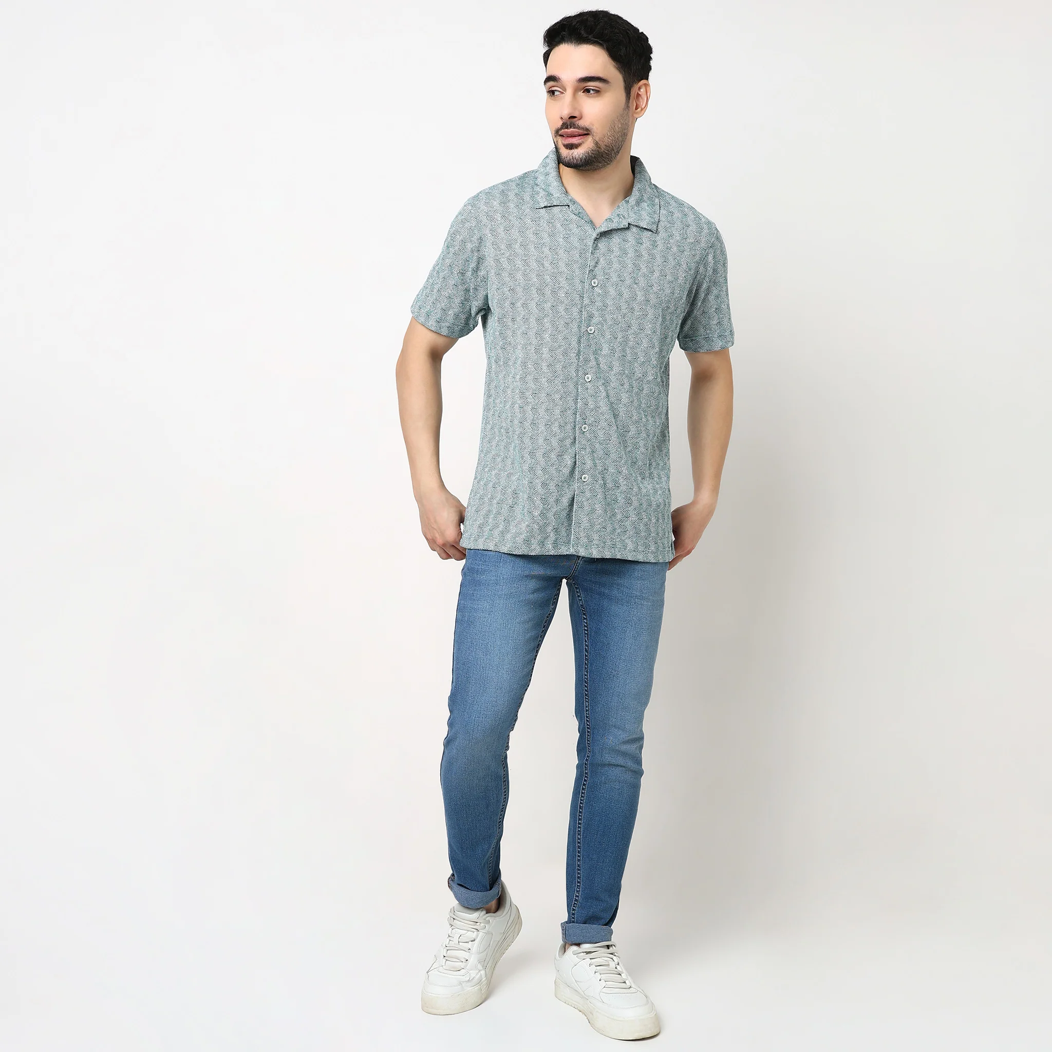Structured Camp Collar Half Sleeve Shirt