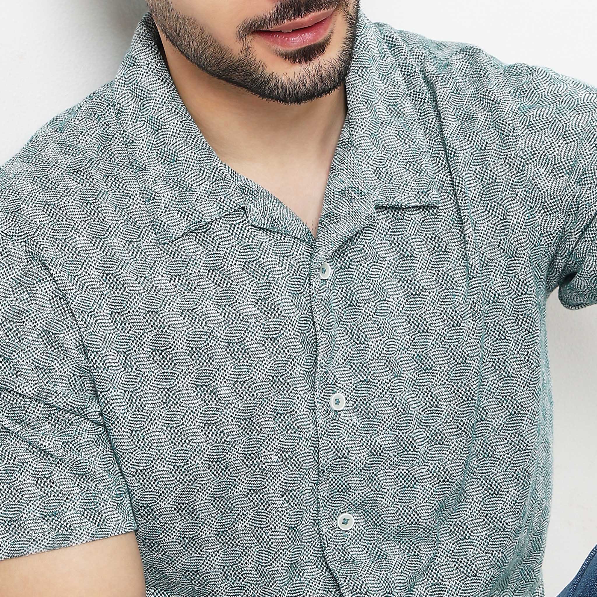Structured Camp Collar Half Sleeve Shirt - Image 4