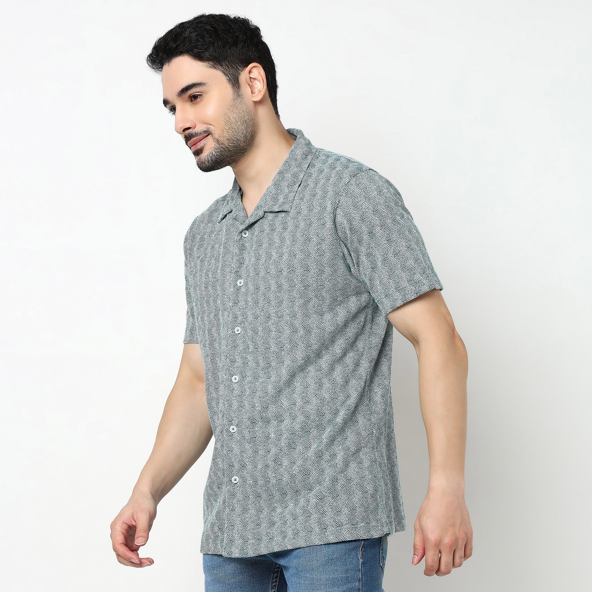 Structured Camp Collar Half Sleeve Shirt - Image 5