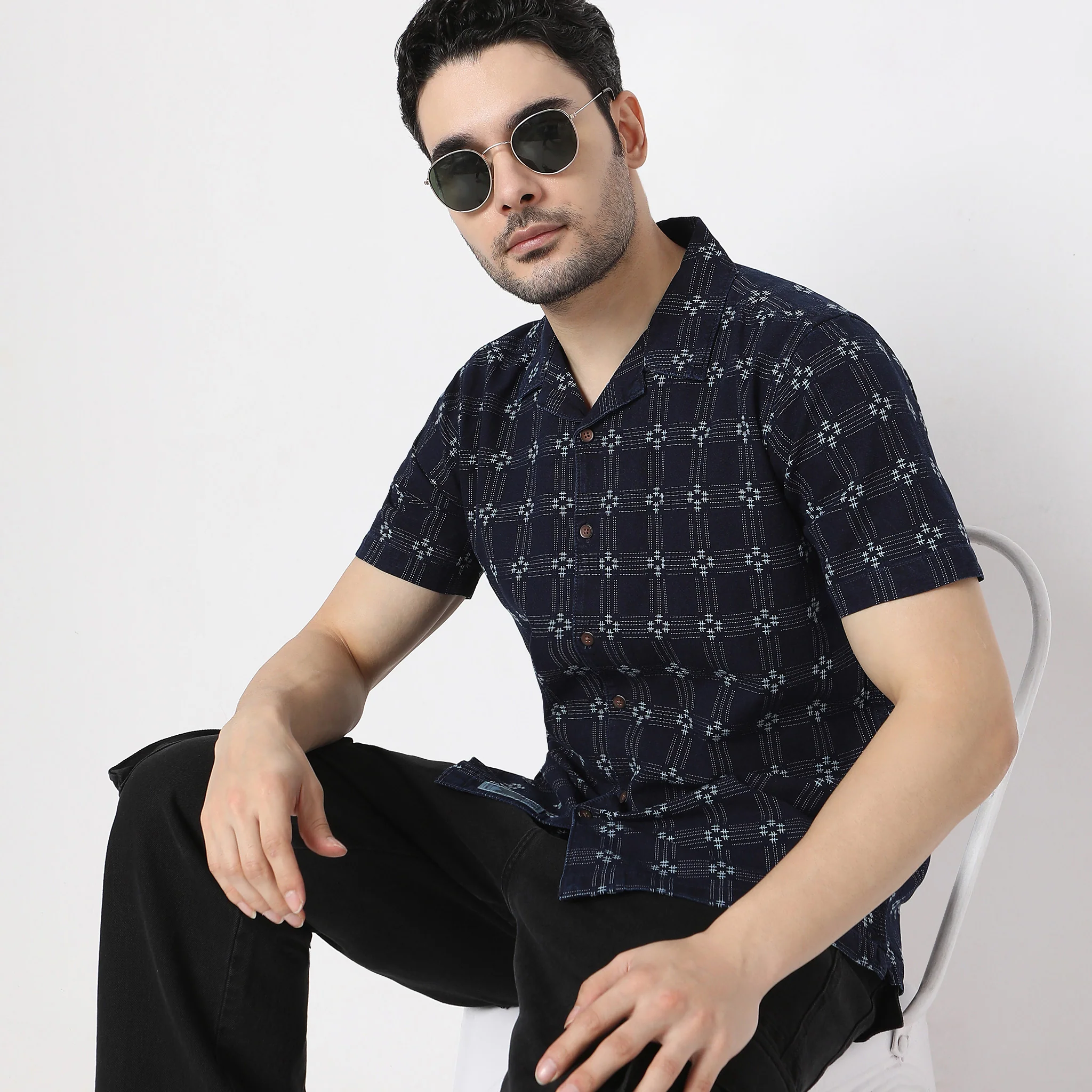 Structured Camp Collar Mood Half Sleeve Shirt - Image 2