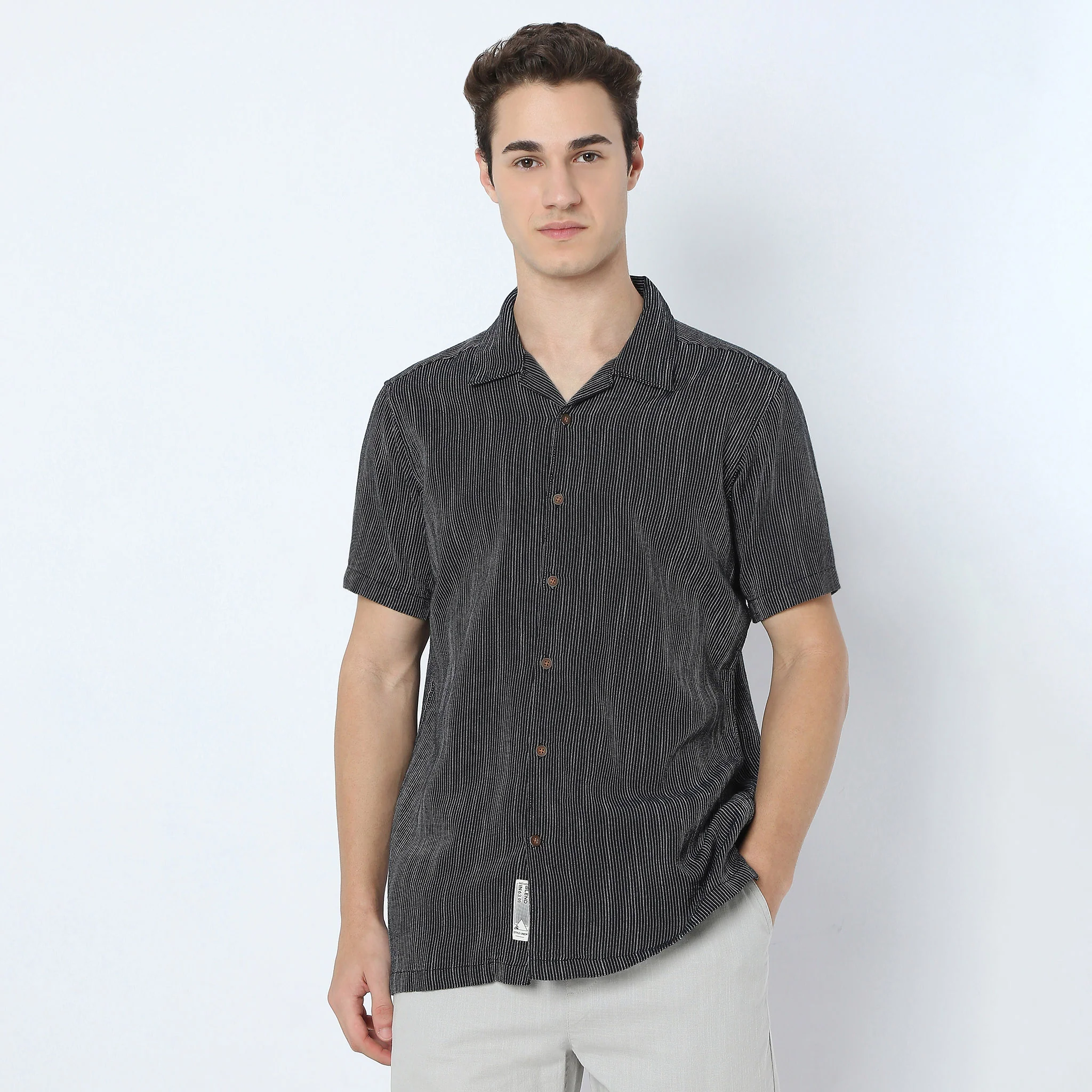 Structured Camp Collar Mood Half Sleeve Shirt - Image 2