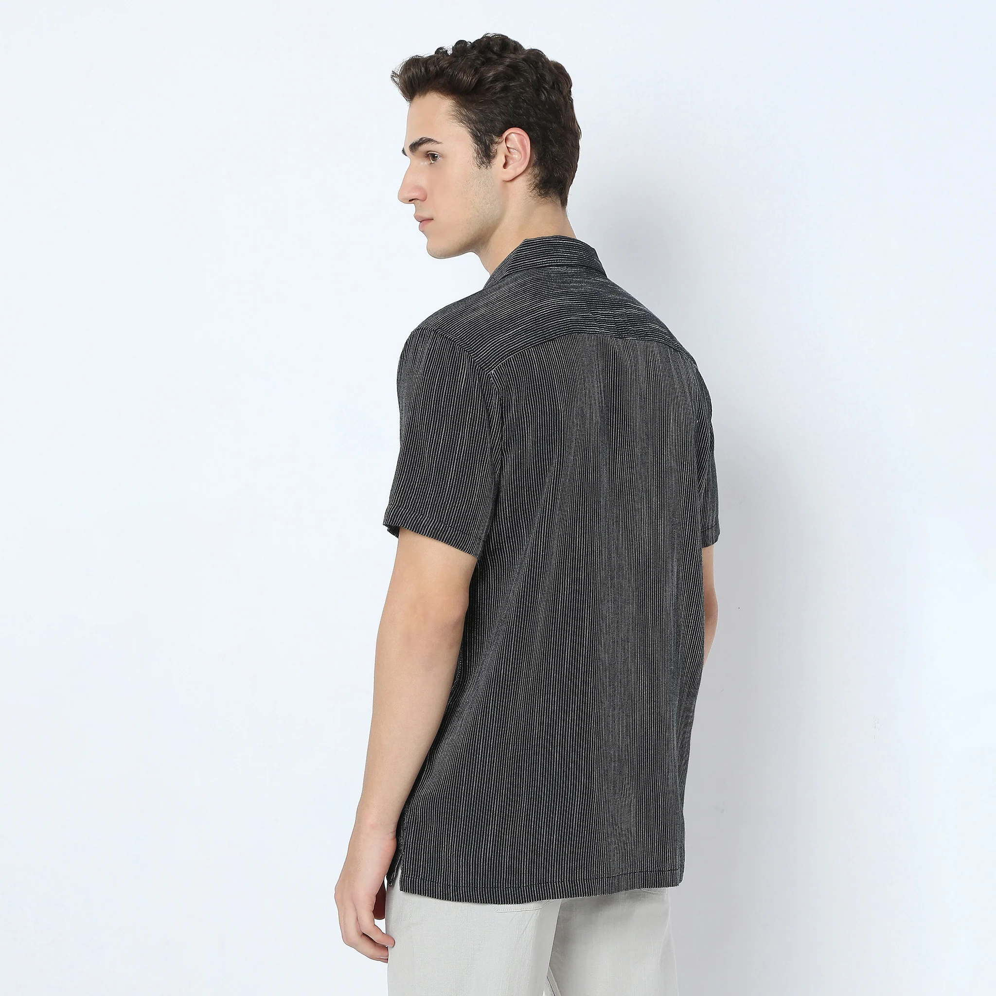 Structured Camp Collar Mood Half Sleeve Shirt - Image 3