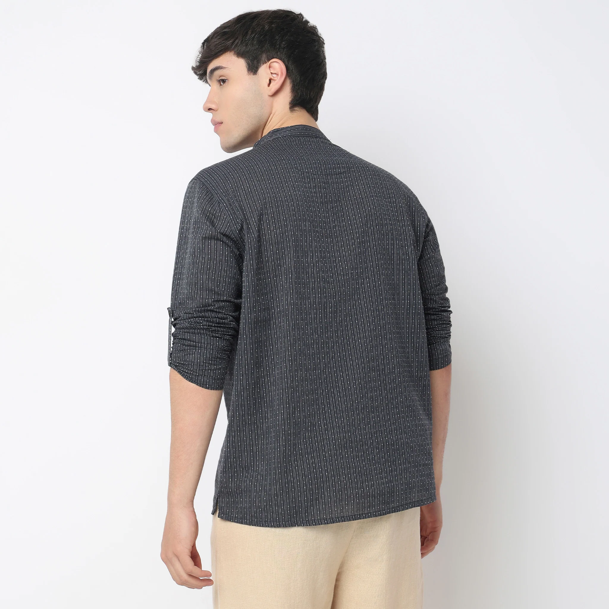 Structured Cotton Short Kurta - Image 3