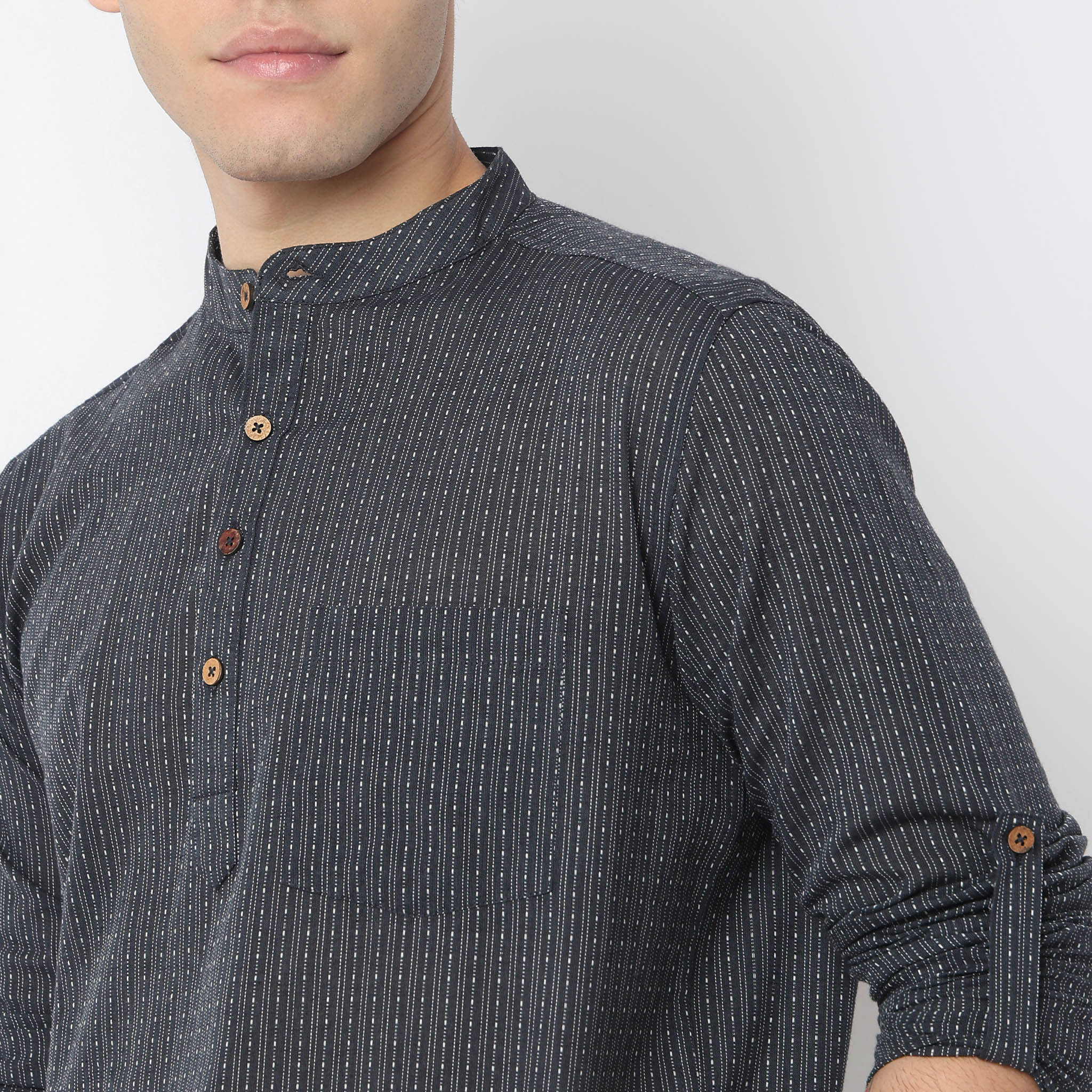 Structured Cotton Short Kurta - Image 4